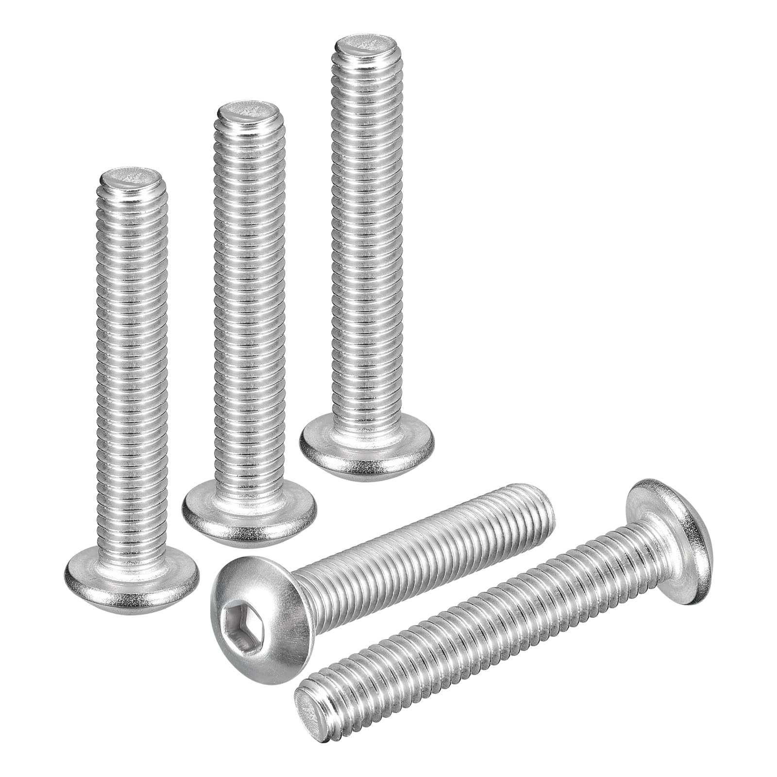 DTGN M5-0.8x30mm Button Head Socket Cap Screws - 5Pack - Good for Road Bicycle, Mountain Bike, Auto, Motorcycle - 316 Stainless Steel Whitewashed - Hex Drive Fasteners