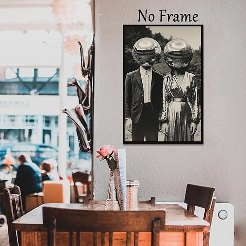 Miniatura 7 de Arte de pared de discoteca en blanco y negro, impresiones estéticas únicas, póster de cabeza de disco vintage, moderno, arte de pared, impresiones