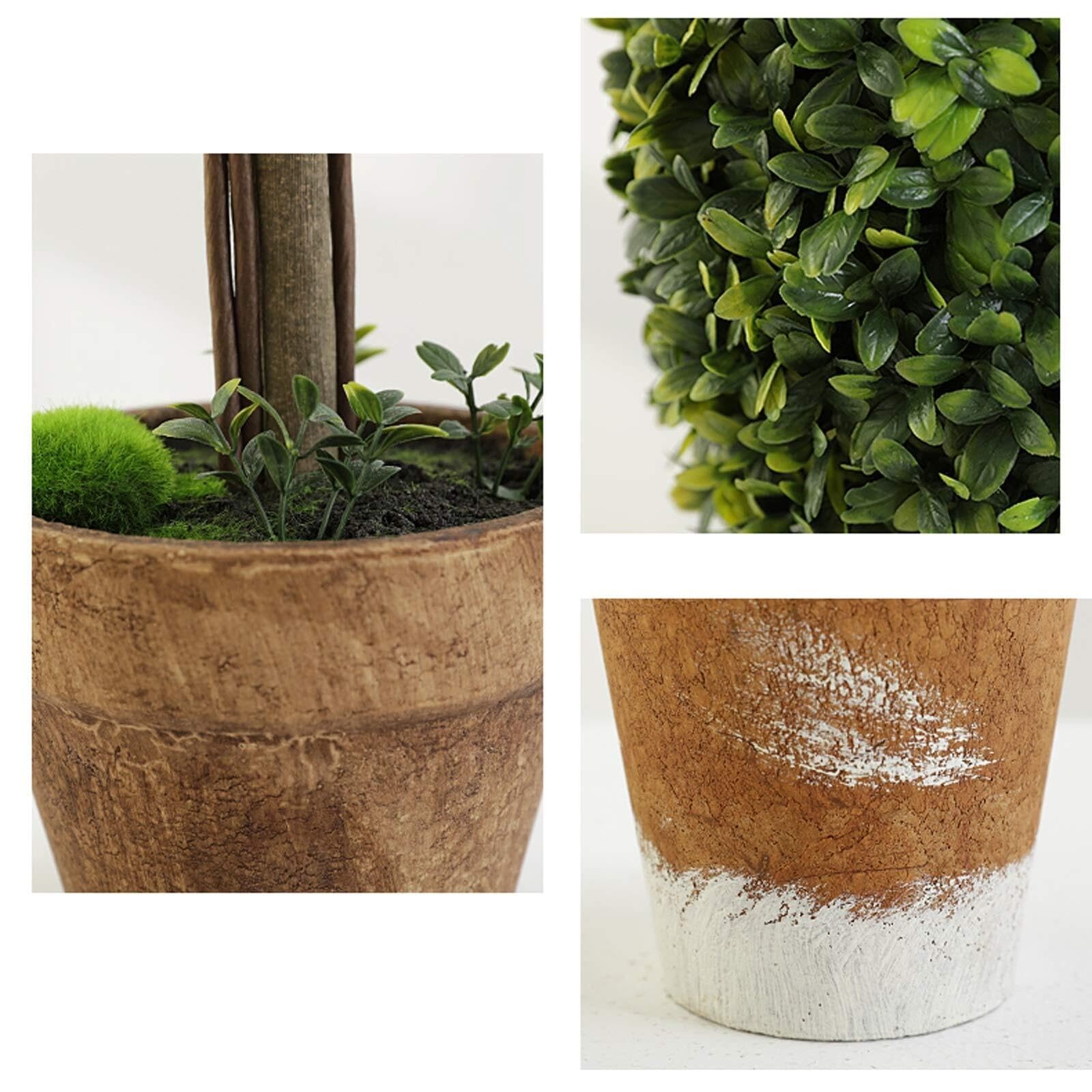 Piante artificiali da interno, mini arbusto topiario a forma di palla, elegante vaso in ceramica: aggiunge un tocco di eleganza classica alla scrivania,(H 43cm)