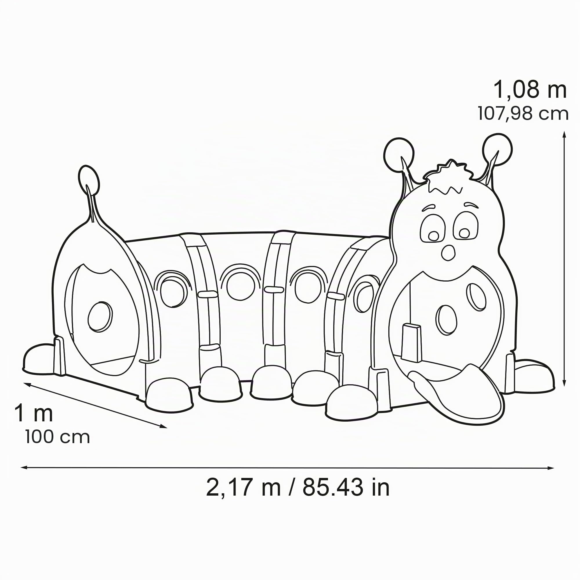 FEBER - Febergus, Tunnel de Jeu Sportif pour Enfants, pour l'Intérieur et Le Jardin, avec 4 Modules de Couleur Extensibles, +3 Ans, Famosa (FEU12000), Version Actuelle