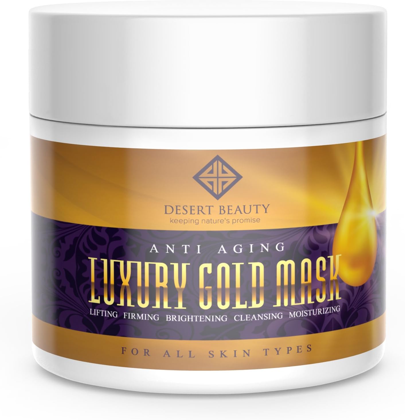 Anti Aging Gold Mask for Face&Neck | Luxury Firming Treatment Reduces Wrinkles | Powerful Formula- Tightening, Lifting, Brightening, Cleansing & Moisturizing | 8.8 oz/250 grams | Desert Beauty