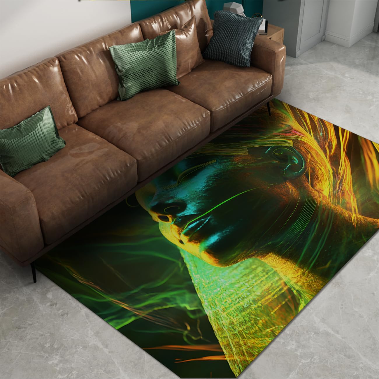 Tapis futuriste 180x240cm de salon abstrait à visage et poils faibles
