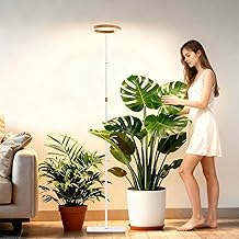 Indoor Plant Lamp with Stand, Plant Floor Lamp, 6/12/18 Hour Timer, Height Adjustable 42-170cm, for Large Plants and Decor (1 Head, Faux Wood Finish)