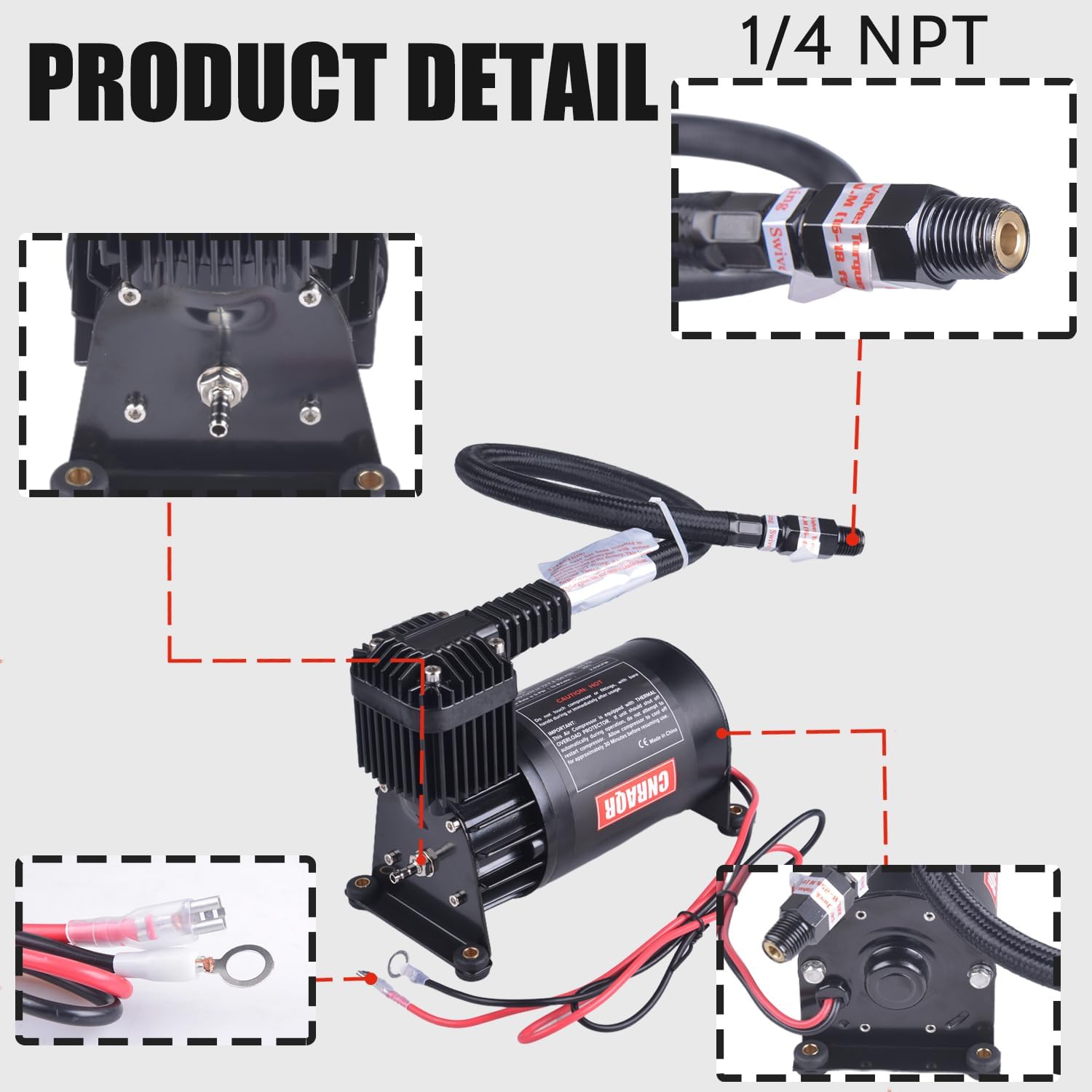 3 Gallon Air Tank with 150PSI Air Compressor 2PCS for Suspension/Air Ride/Bag/Car Train Truck Horn Aluminum 12 Liter Compressed air Storage Tank Onboard System Air Suspension Compressor Kit - Image 4