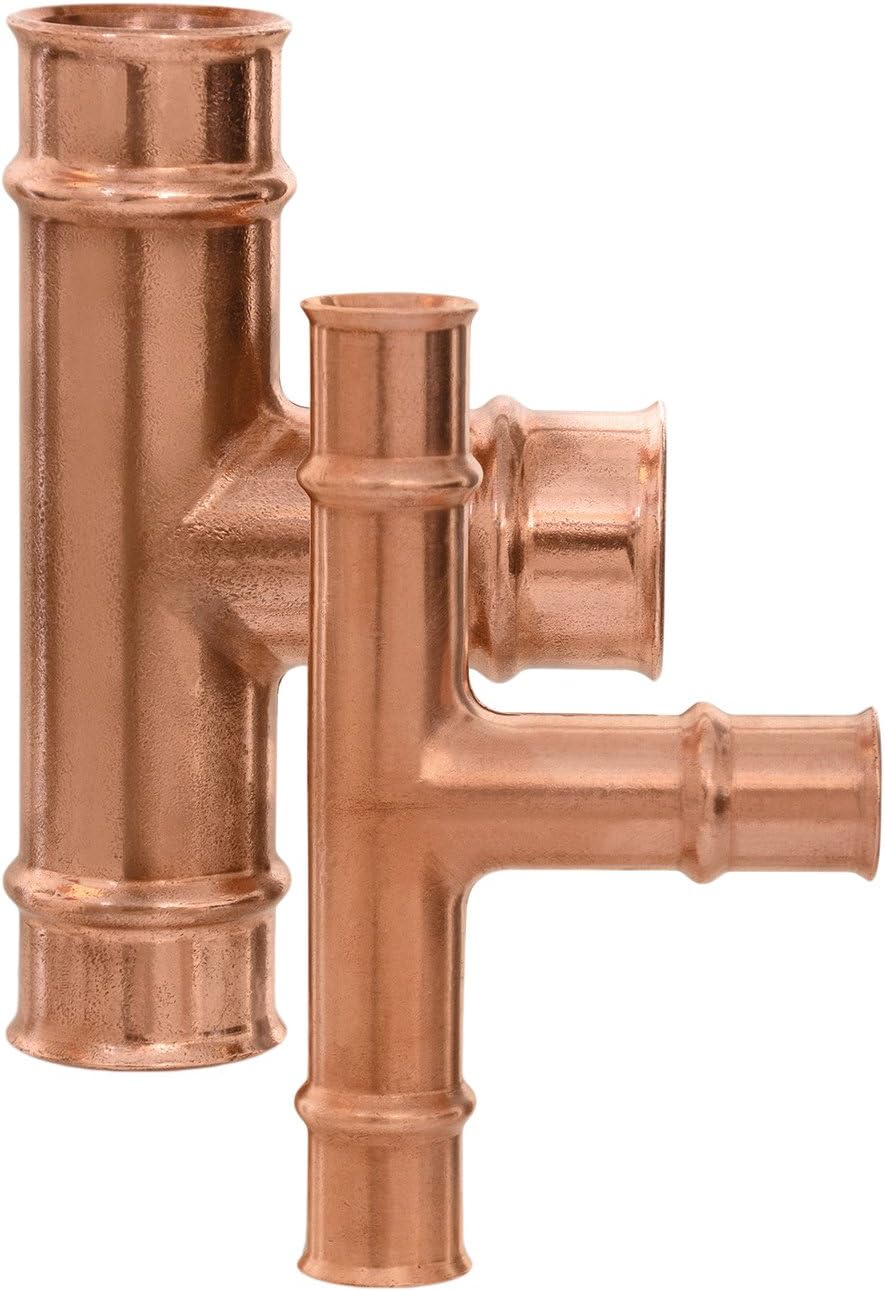 Parker Hannifin 770705 Zoomlock Pzk-T12-Hnbr Braze-Free Tee Fitting, 3/4" Connection Size, 4.5" Length, Copper