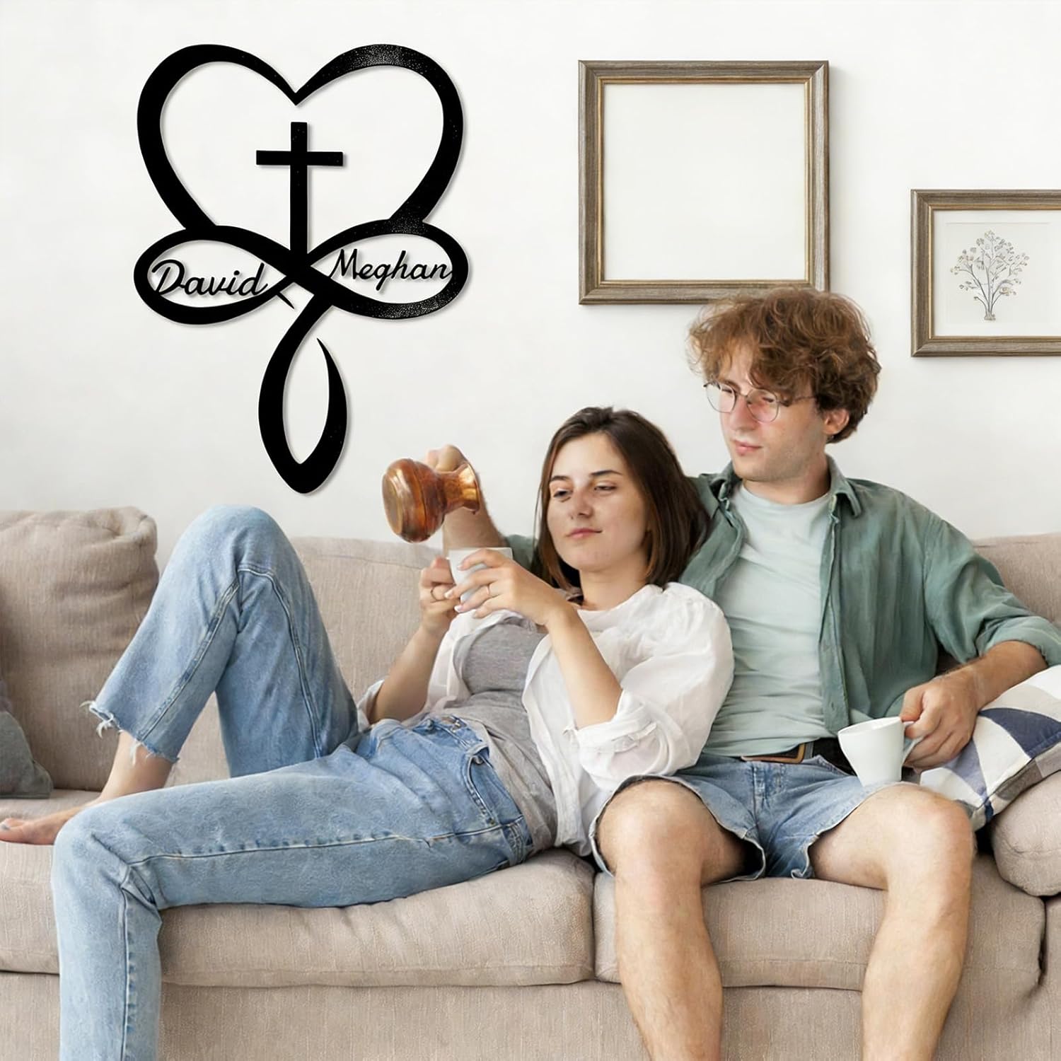 Toralab Metal Infinity Heart Cross Wall Decor, Heart And Love Sign Wall Plaques, Unique Cross Decorative Wall Art, Love Gift For Adult Home Wedding, Bedroom Living Room Bathroom Decoration