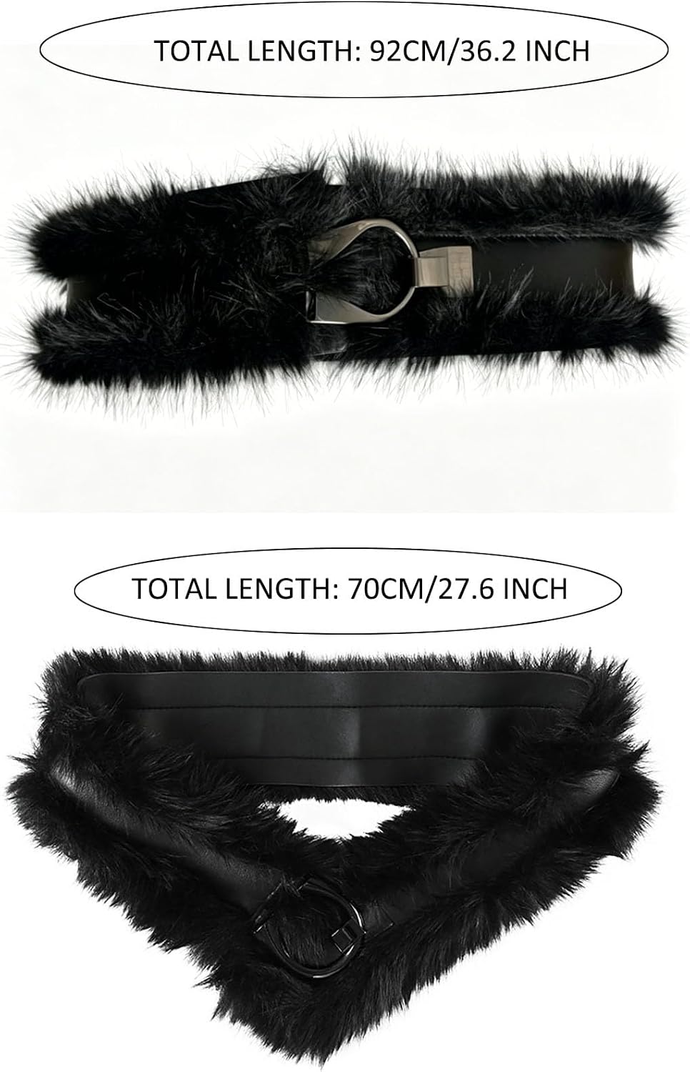 Women Faux Fur Belt Winter Warm Fluffy PU Leather Waistband Furry Wide Cinch Cowgirl Western Belts for Dress Sweater Overcoat