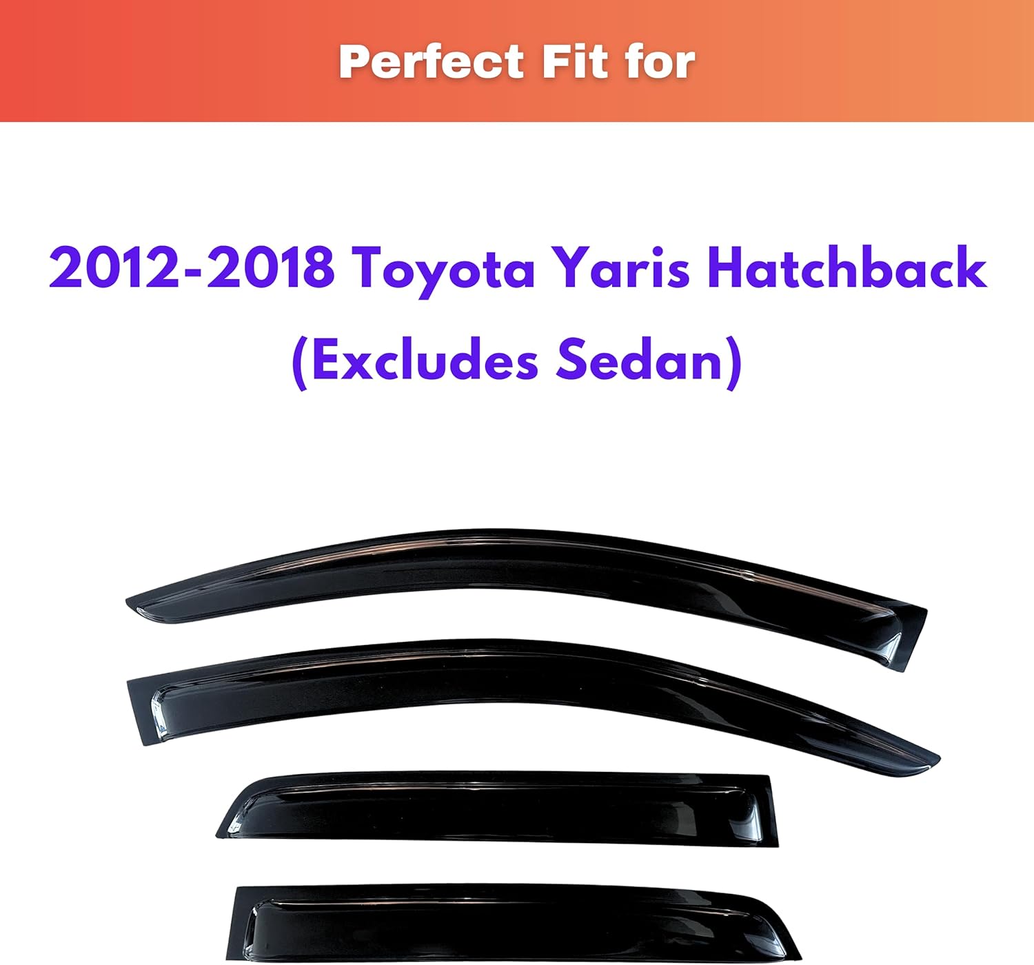 KPY Rain Guards Fit for 2012-2018 Toyota Yaris Hatchback, Out-Channel Window Visors Vent Wind Deflectors 4PC, Car Accessories for 12-18 Yaris Hatchback (Excludes Sedan) 2012-2018 Yaris Hatchback