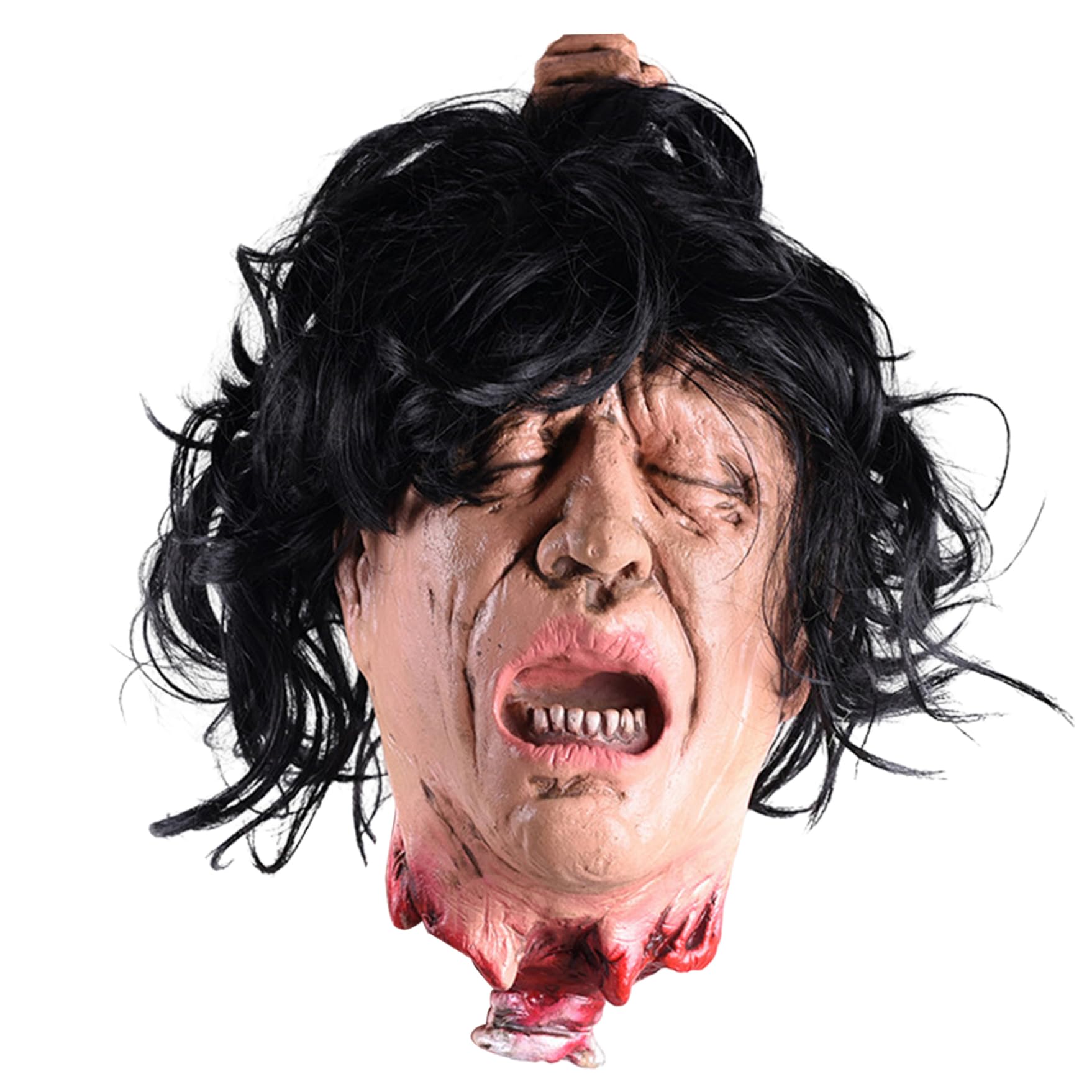 Severed Head Halloween Scary Props, 26x50cm Latex Realistic Fake Head, Scary Bloody Cut Off Head for Haunted House Prank Movie Decor