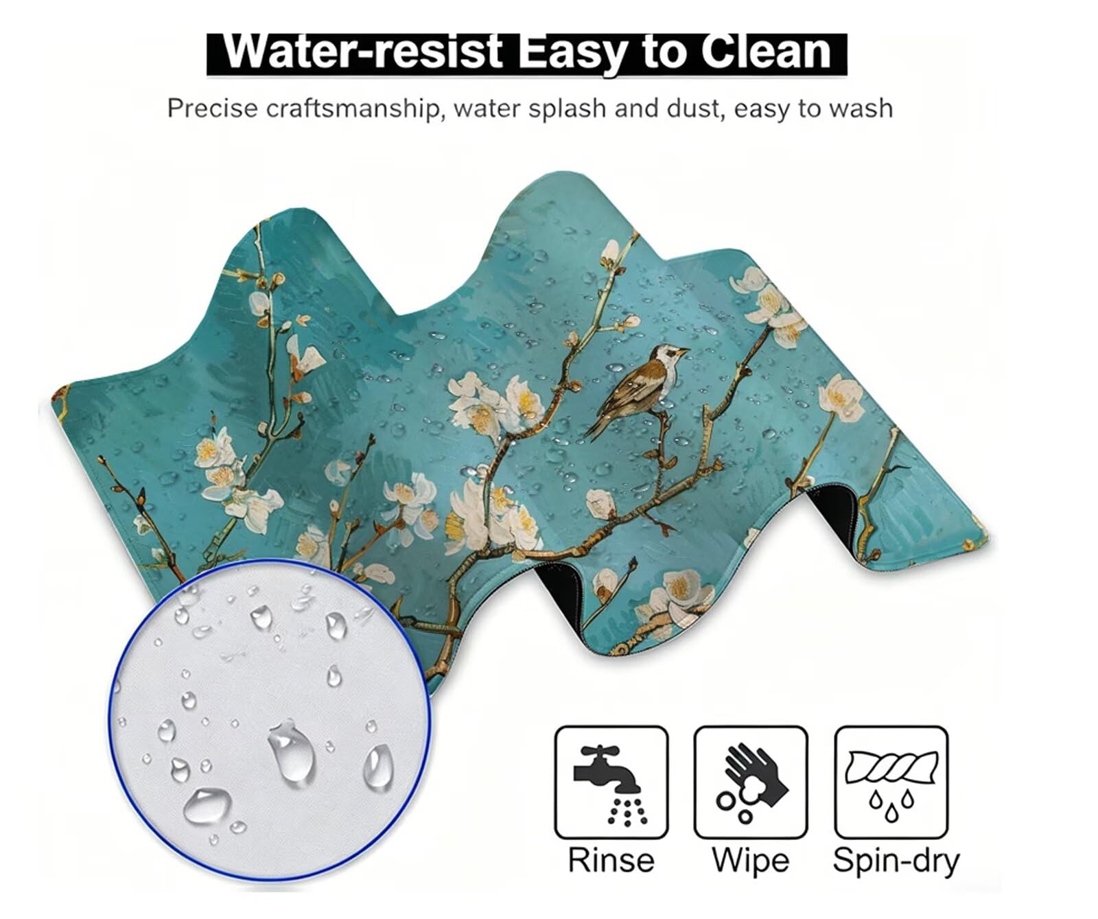 Alfombrilla Ratón XXL 1200 x 600 mm Flores De Durazno Mouse Pad Gaming Blanca Tapete Escritorio Grande, Protector Escritorio Impermeable para Oficina, Protector Mesa Ordenador, Alfombrilla W6-694