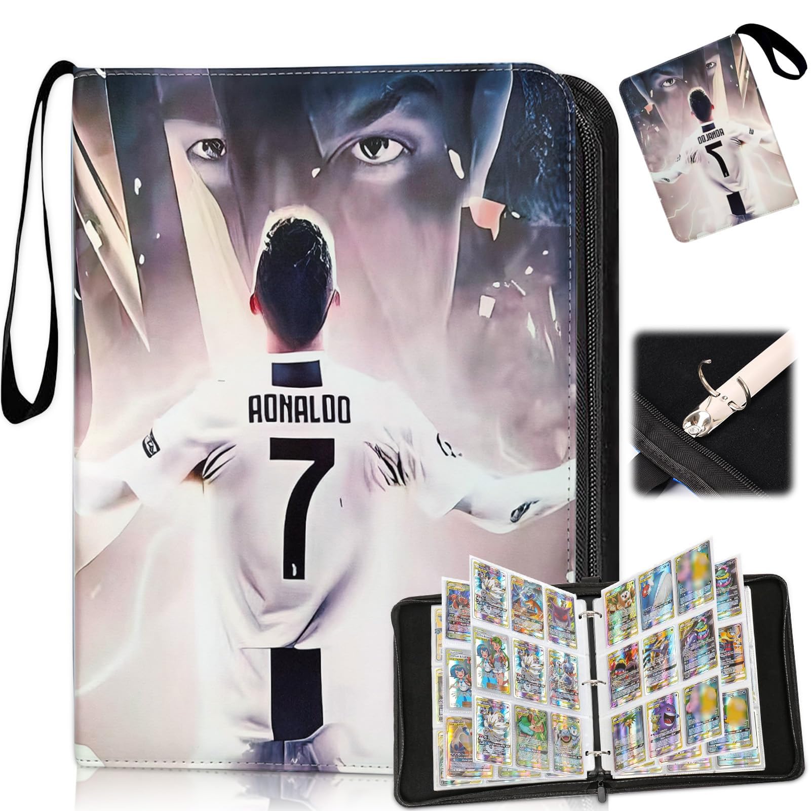 Football Card Scrapbook, Collector's Album for Football Cards Album, Trading Cards Album Football with 50 Removable Sleeves for 900 Cards, Compatible with All Types of Cards (B)