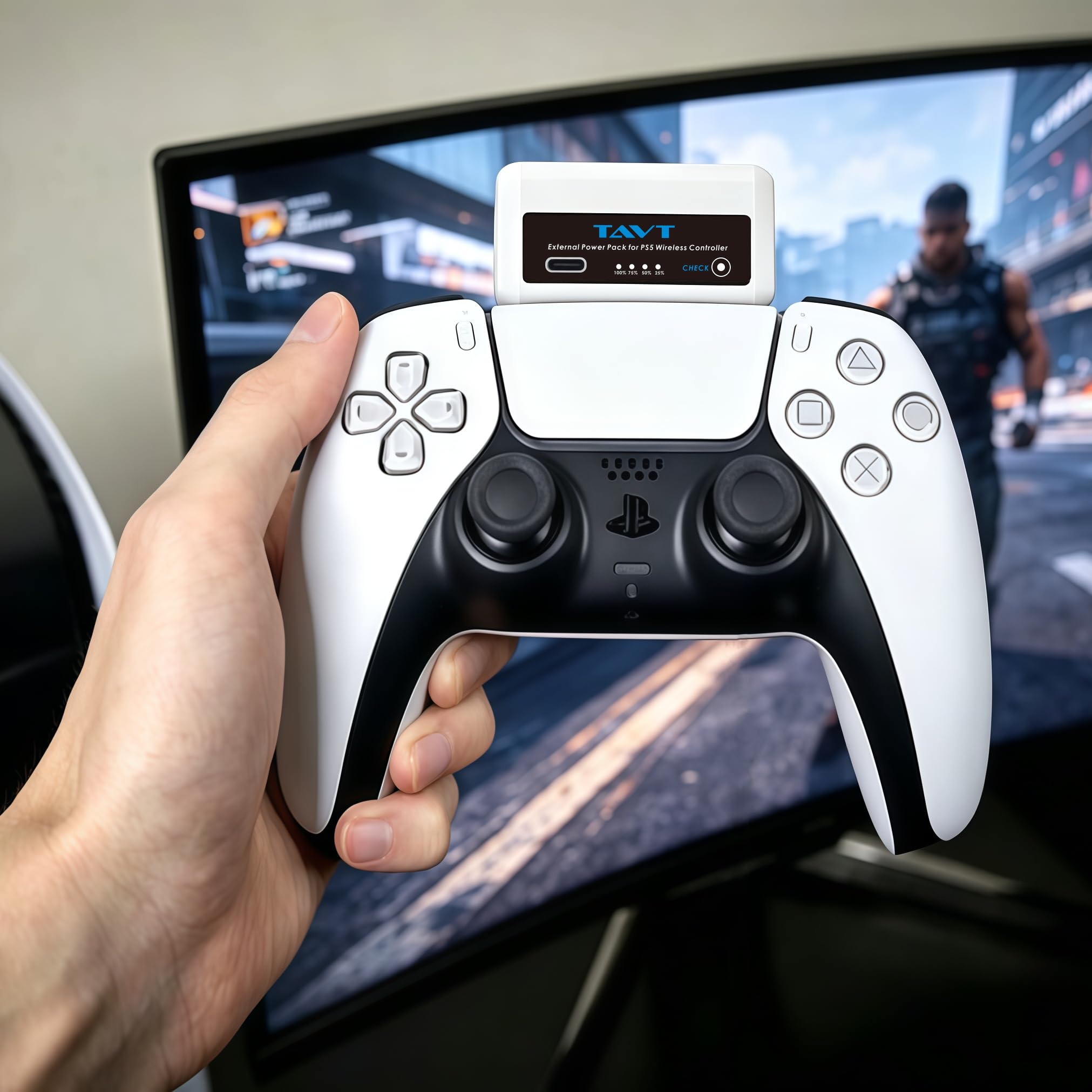 2 batterie esterne per controller Sony PlayStation 5, PS5 Dualsense/Dualsense Edge, con indicatore LED e cavo di ricarica USB-C