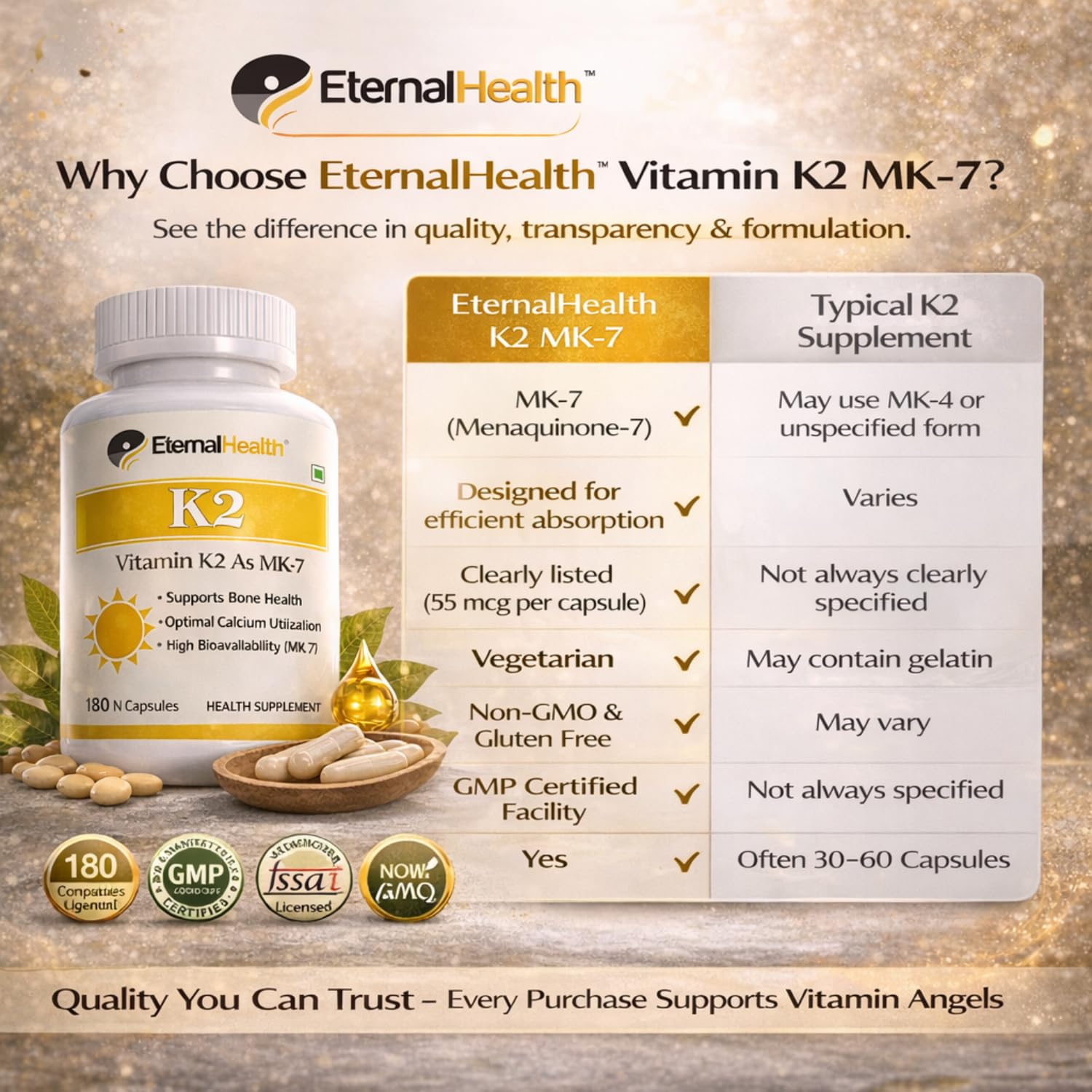 EternalHealth Vitamin K2 as MK-7, High potency form of K2-180 Vegetable Capsules 4