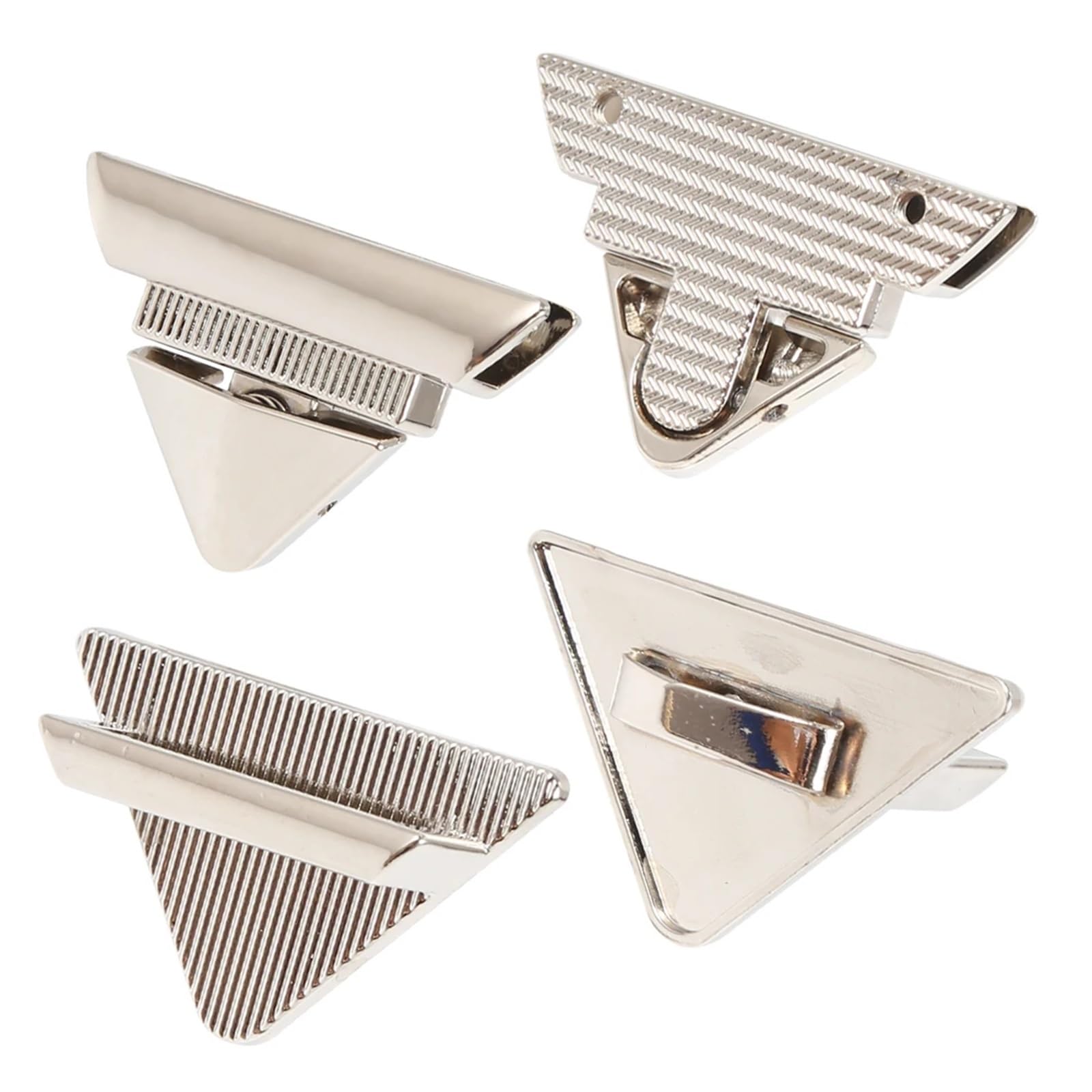 PVUVTNAHW 10PCS 4.6CM Metal Triangle Press Lock Twist For DIY Handbag Bag Purse Luggage Hardware Closure Parts(Silver)