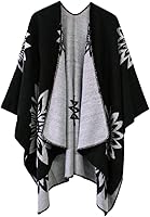 Vista 10 de Urban CoCo Poncho de colores para mujer, chal con frente abierto, color en bloques
