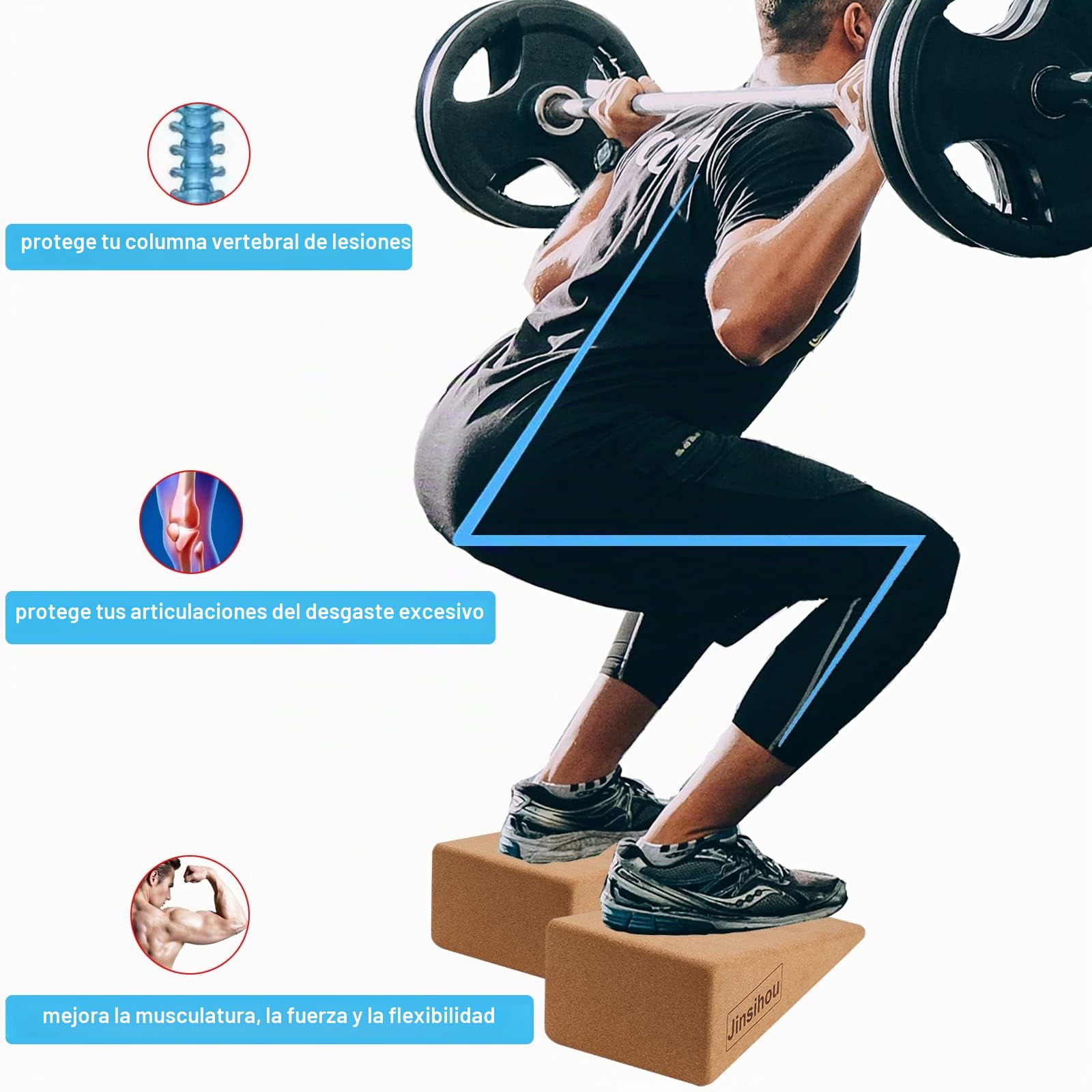 Squat Wedge Block Non-Slip Slant Board Calf Stretcher, 2pcs Ankle Knee Leg Stretcher, Heavy Duty Incline Ramp for Heel Elevated Squat, ATG Split Squat, deadlift, Lunge, Yoga, Pilates, Physical Therapy