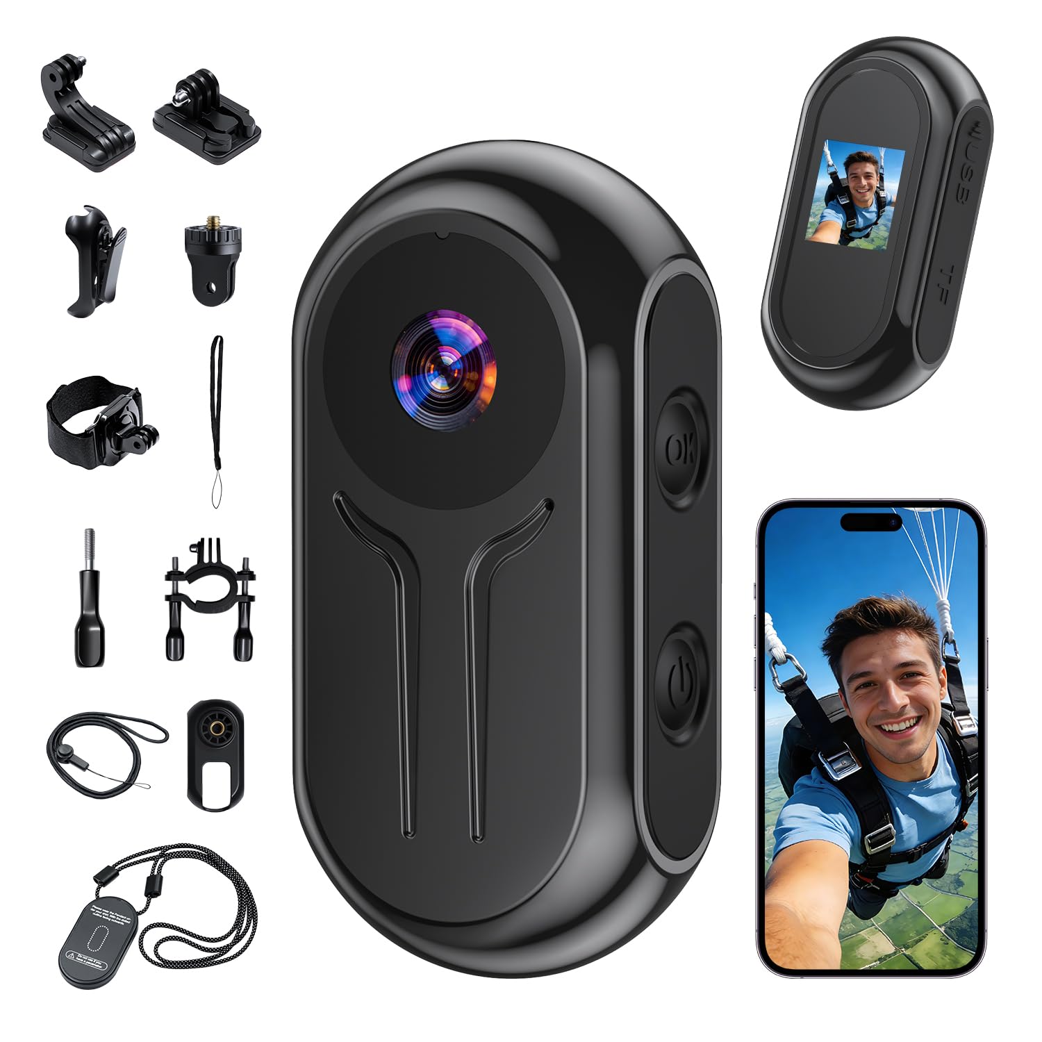 Mini Action Cam 2K, Telecamera Moto Portatile Sportkamera WiFi, 120° Videocamera Sport Videocamera POV Vlog Fotocamera Magnetica per Ciclismo Moto Conferenze Viaggio