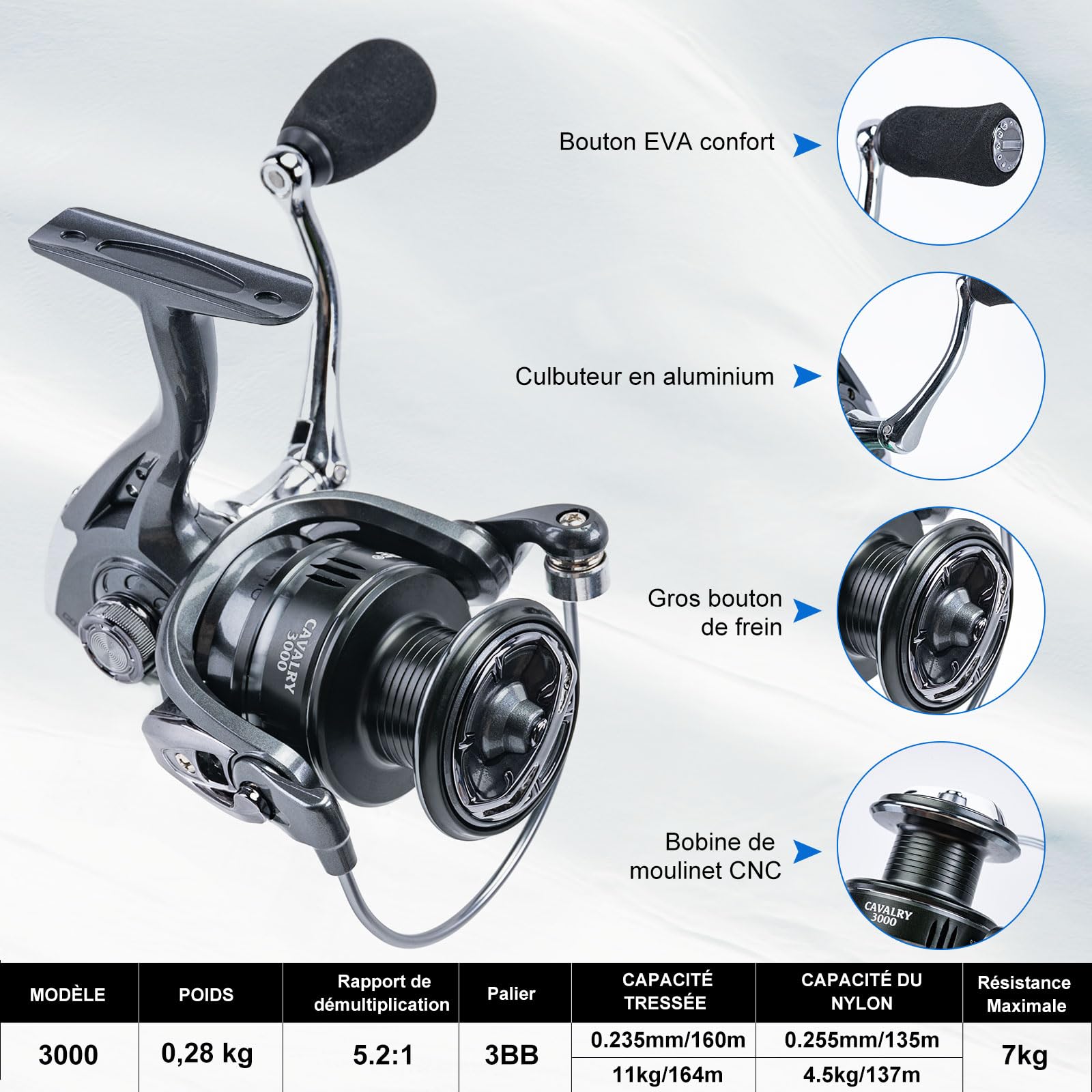 Goture Ensemble de pêche télescopique Carbone 24T 1,8 m 2,1 m 2,4 m 2,7 m Moulinet 5,2:1 Ligne 150 m 14 kg