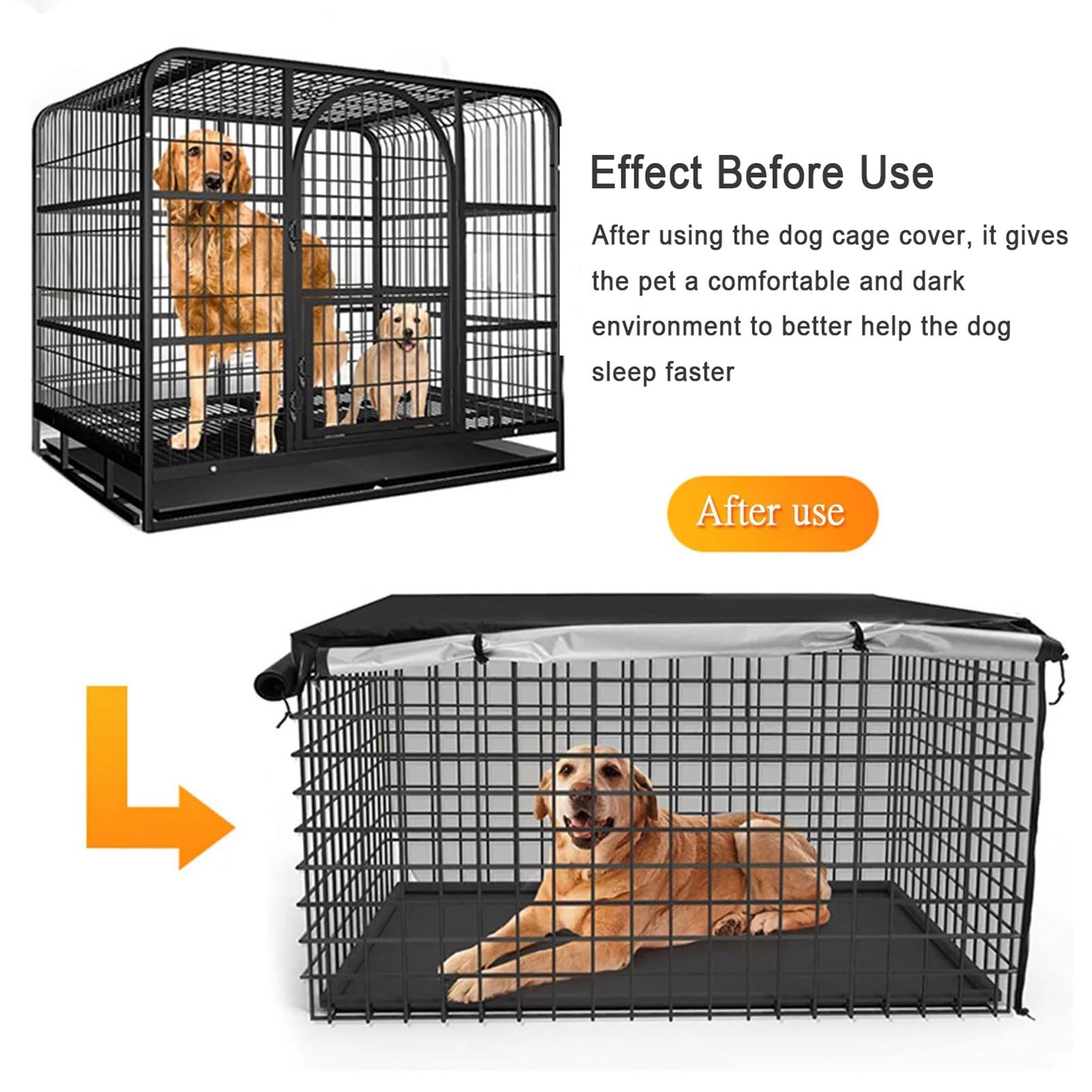 Copertura per gabbie per cani, Tessuto Oxford 210D Porta Copri Kennel Cane, impermeabile Copertura della gabbia, per animali domestici Copertura della gabbia per cani (XXL,Nero)