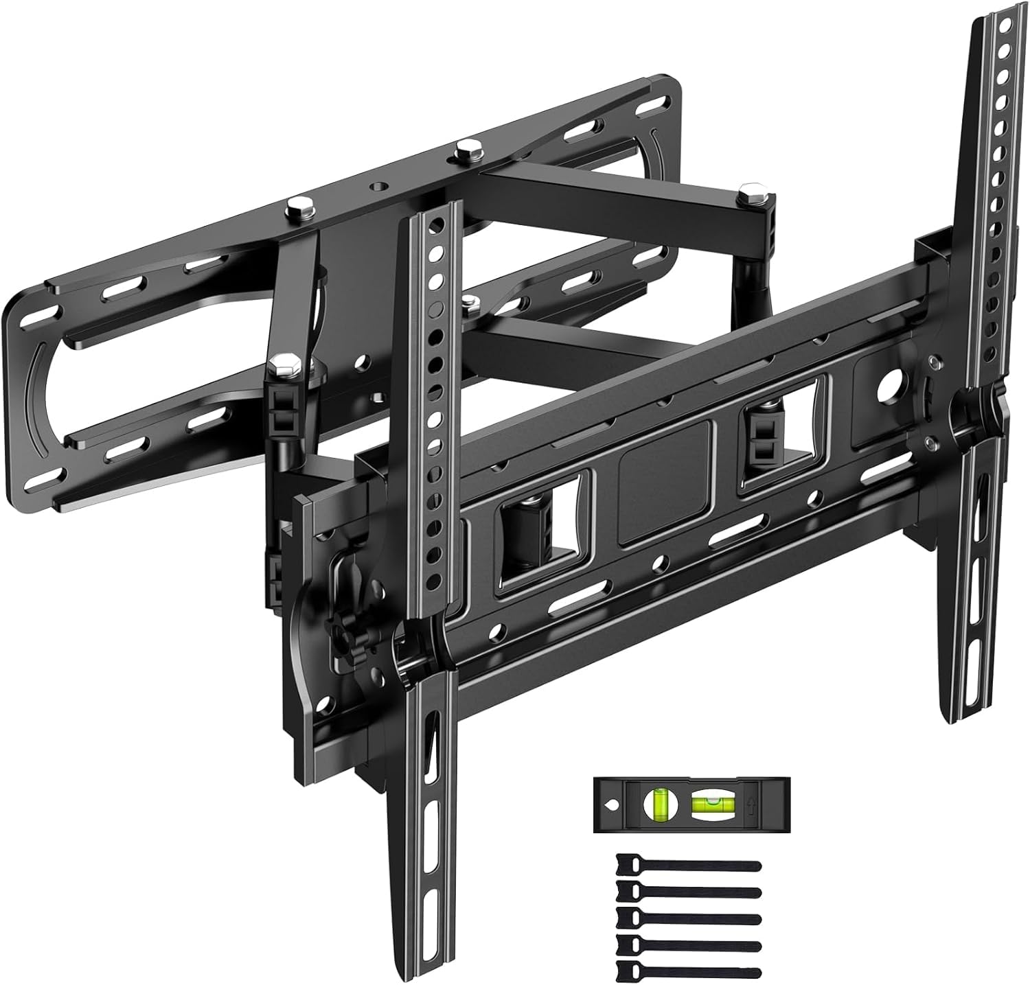 Staffa da parete per TV a schermo piatto curvo da 32-70 pollici, supporto da parete girevole max VESA 400 x 400 mm, supporta fino a 45 kg, inclinazione regolabile su e giù, si estende a doppio