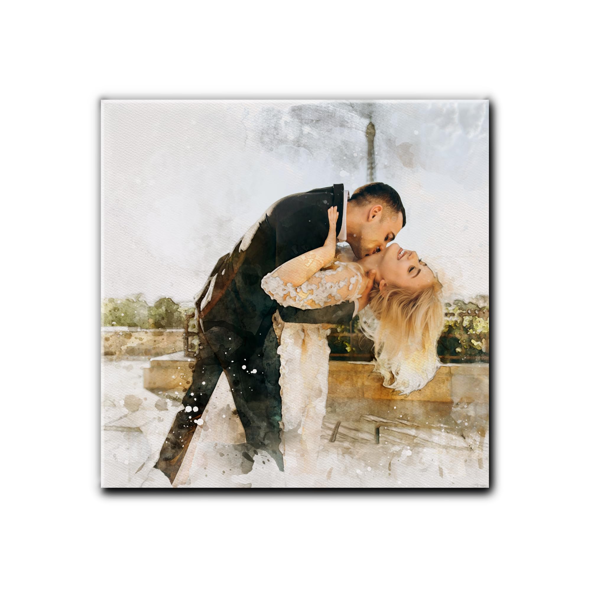 DROLLX Personalized Watercolor Portrait Canvas from Photo Custom Prints Wall Art customized picture gifts