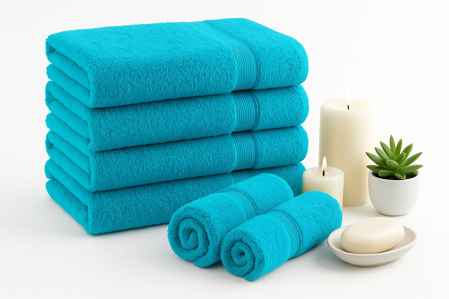 Diamond Tex Egyptian Multicolour Towels - Super Soft Luxury Bath Towels Large - 600 GSM Lint Free Fast Drying Towel for Gym Salon, Spa & Hotel Quality (1, Teal)