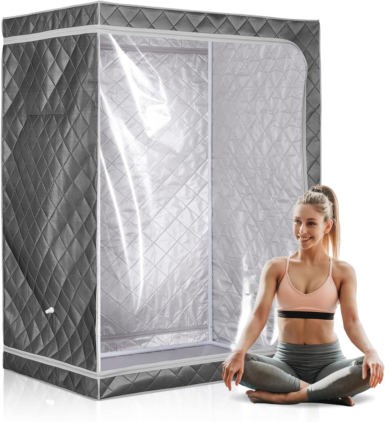 ZONEMEL Full Size Sauna Tent, Portable 1 or 2 Person Full Body Home Spa for Relaxation, Detox, Steamer not Included (L47.24 x W31.5 x H63,Clear Door)