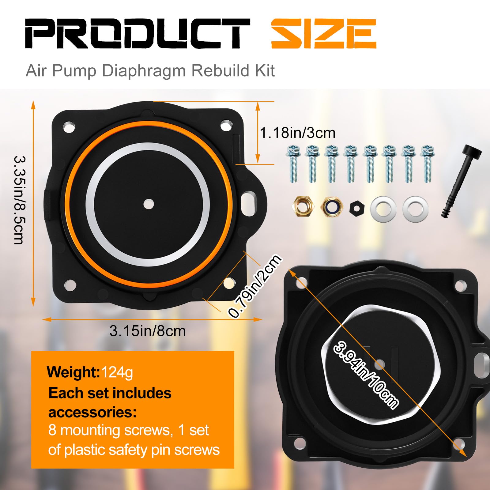 2 Air Pump Rebuild Kit – Compatible With Hi Blow HP60/Aerators, Includes 4 Diaphragms, 16 Screws & Safety Pins, Rubber Diaphragm Replacement