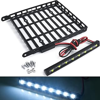MORLORDY Stainless Steel RC Roof Rack Luggage Rack with LED Light Bar Screw Set for 1/24 RC Crawler Car Accessories SCX24 Upgrades Gladiator AXI00005 Parts