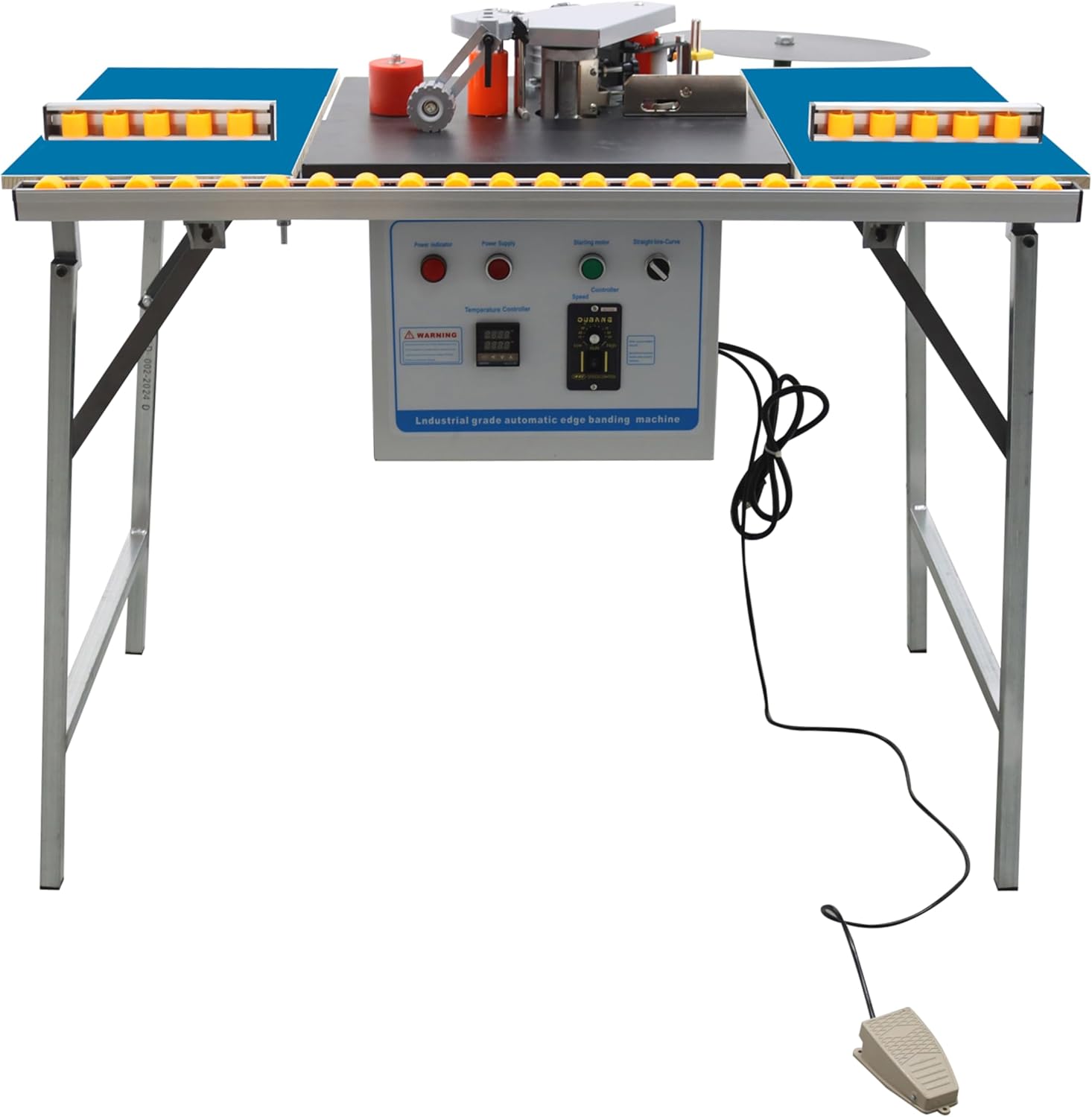 TECHTONGDA Woodworking Edge Bander Automatic Straight Edge Banding Machine Double-Sided Gluing with Control Panel Adjustable Speed 0-6m/min