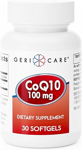 GeriCare CoQ10 100mg cápsulas blandas - Suplemento Co Q 10 de alta absorción - Coenzima Q10 fácil de tragar para hombres, mujeres y ancianos -
