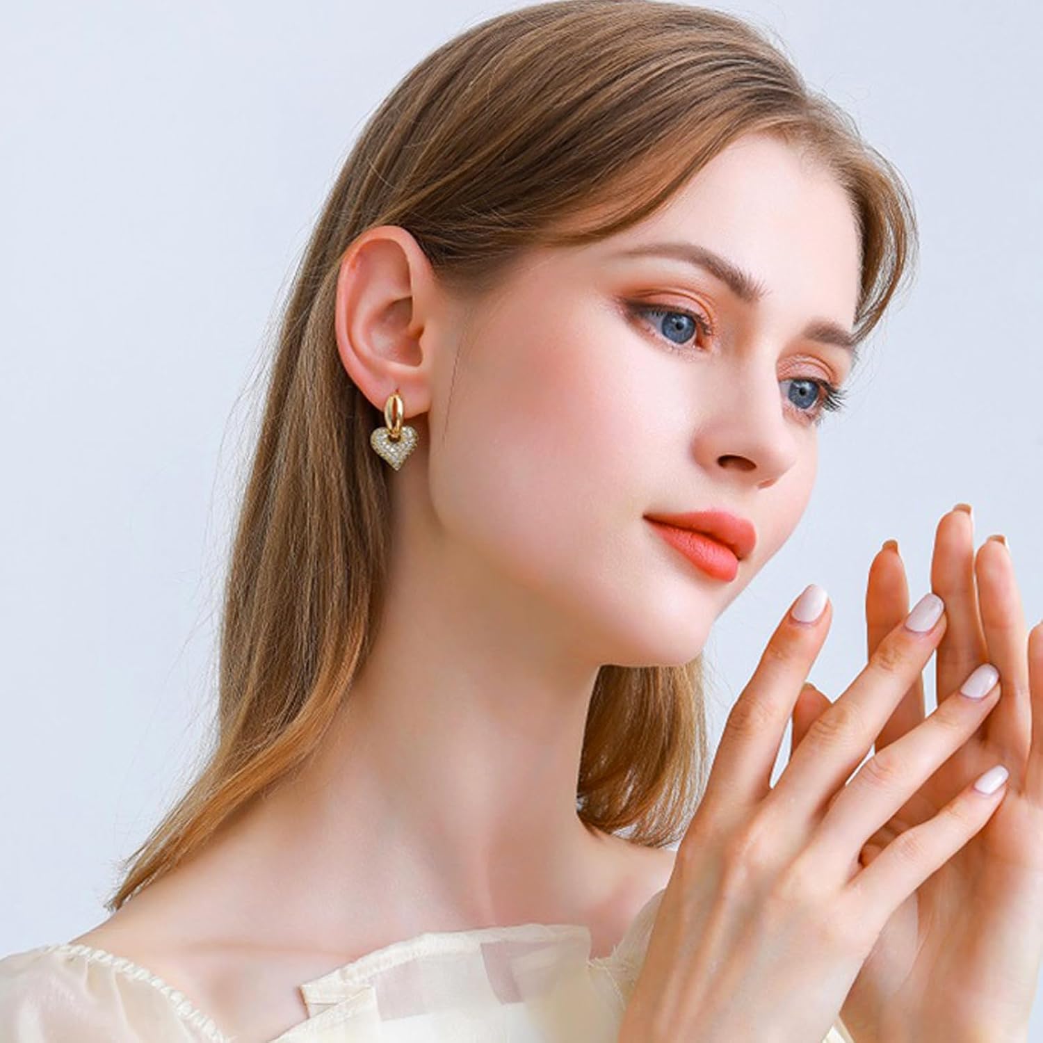 14K Gold Plated Huggie Hoop Earrings for Women Hypoallergenic Sterling Silver Post Lightweight Cubic Zircons Dangle Earrings - Image 5