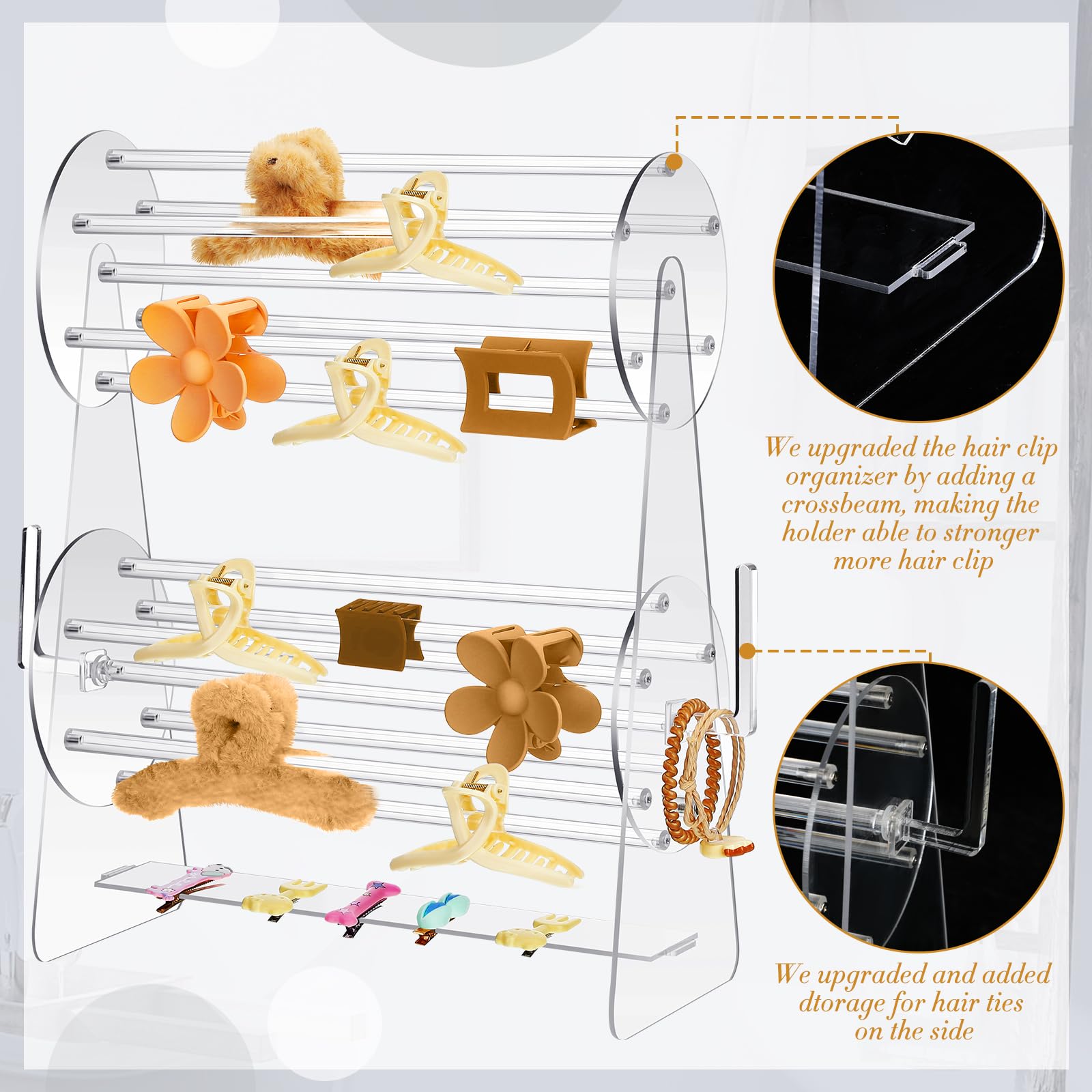 2-Tier Acrylic Claw Clip Holder 360 Rotating Organizer Stand Acrylic-Claw-Clip-Organizer-  main image 3
