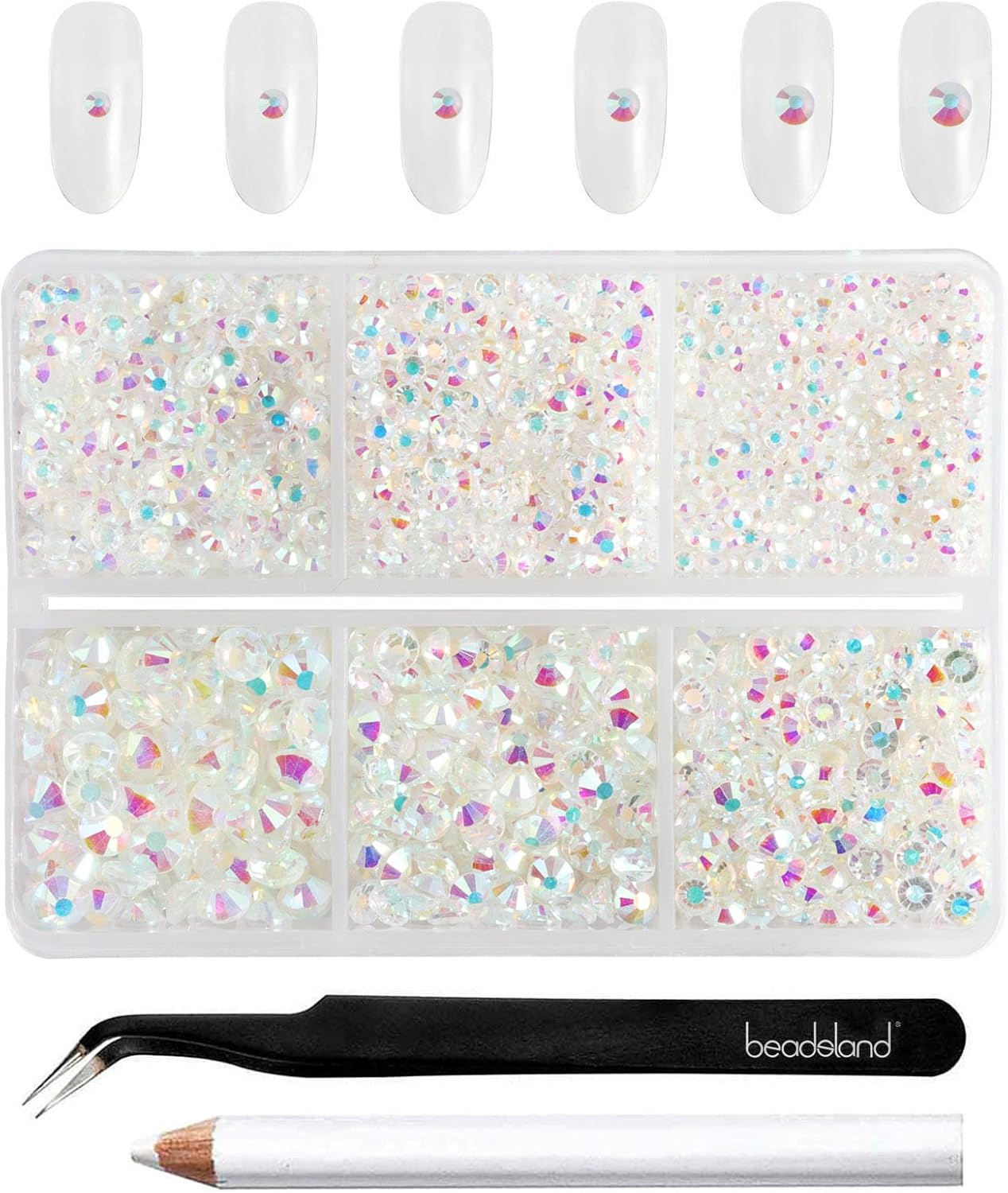 Amazon.com: Beadsland 4300pcs Flatback Rhinestones,Transparent AB ...