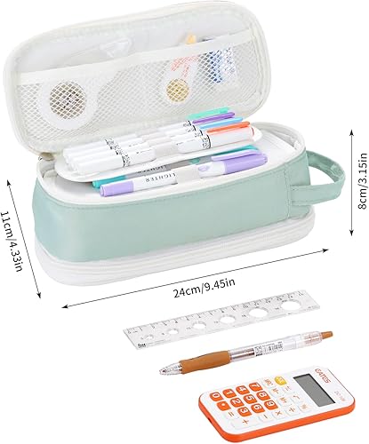 Miniatura 9 de Dugio Estuche grande con cremallera para lápices para niñas, niños, adultos, niños, bolsa organizadora de lápices estética, bolsa organizadora de