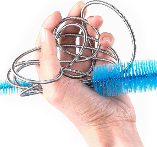 Miniatura 3 de Suseg Cepillo de limpieza de nailon de dos vías de doble cabezal, manguera flexible de 65.7 pulgadas y 4 piezas con asas, cepillo de limpieza para