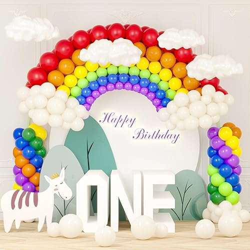 Miniatura 7 de RUBFAC Kit de globos de arcoíris, 65 unidades, 12 pulgadas, 12 globos de fiesta de colores brillantes, globos de colores, globos de cumpleaños,