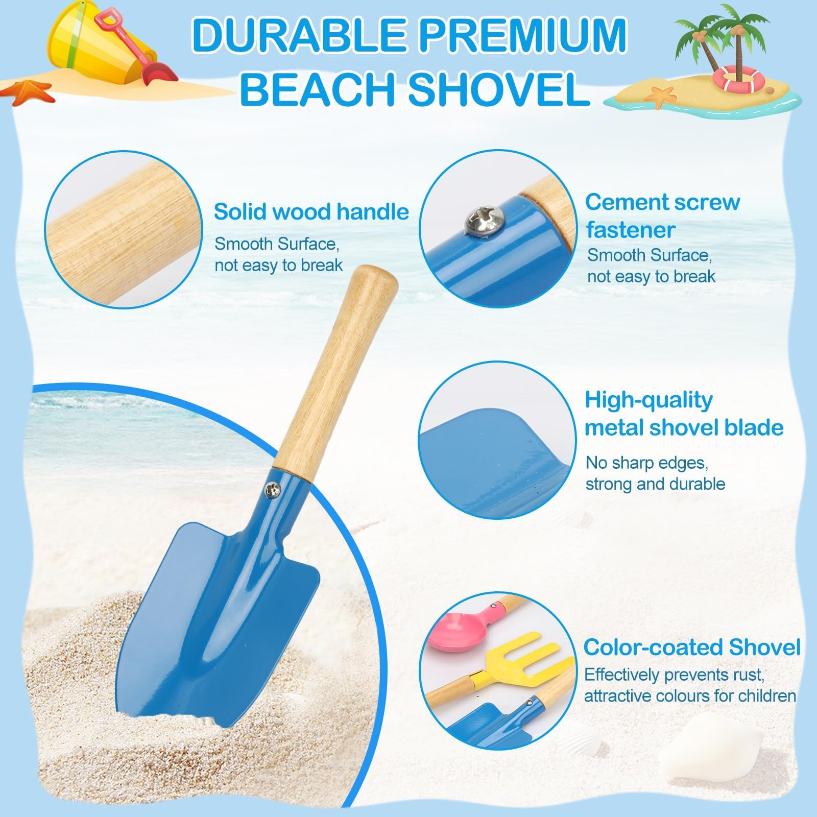 Mototo 18-teiliges Strand-Sandsieb-Spielzeug-Set, Haifischzahnsieb, Strand-Mesh-Schaufel mit Muscheltaschen, zusammenklappbarer Strandeimer für Muscheln, Sammeln von Haifischzähnen, Spielspielzeug
