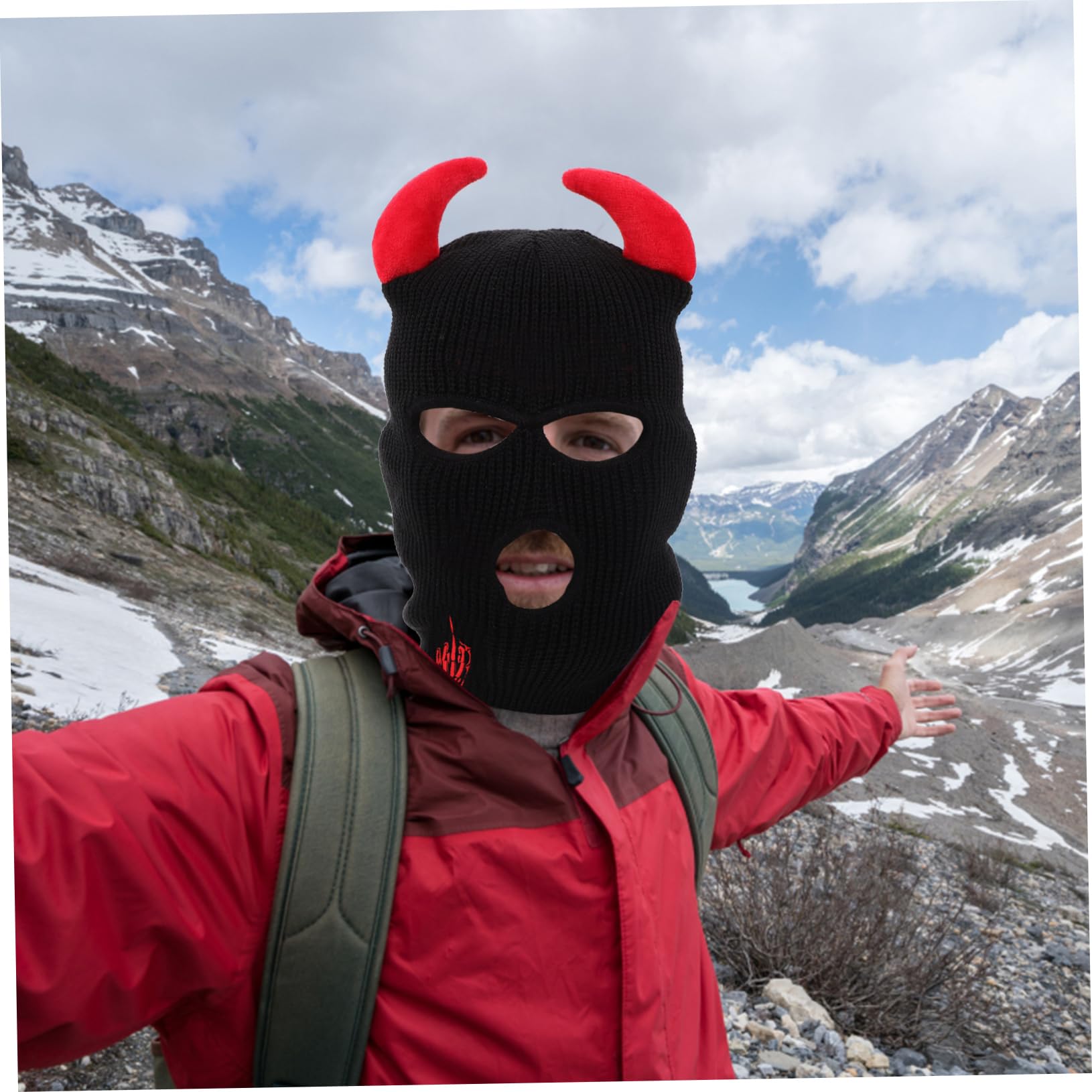 Máscara De Esquí Cubierta Facial a Prueba De Viento Tejer Gorro Máscara De Cobertura Completa Sombrero Caliente Al Aire Gorro De Esquí De Lana Black Acrílico