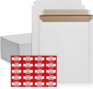 100 Pack Rigid Mailers 9x12 inches – Self Adhesive White Photo Mailers Large– Mailing Supplies for Documents, Photos, CDs, Magazines, and Literature