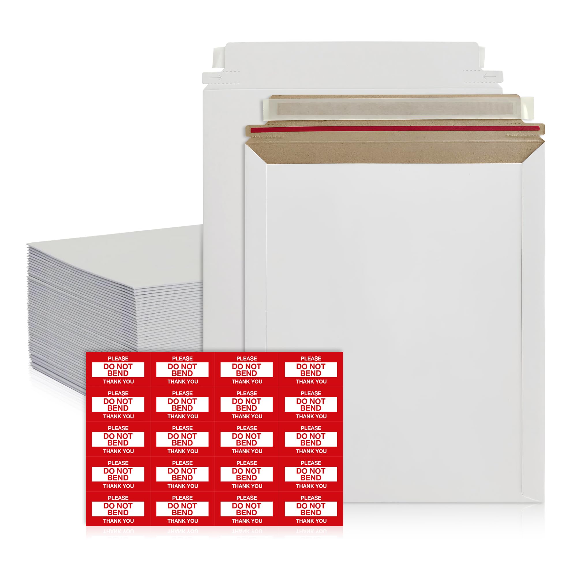 Rigid Mailers 12.75x15 Inches Pack of 100 – Self Adhesive White Magazine Mailers – Used as Mailing Supplies for Mailing Documents, Photos, CDs,