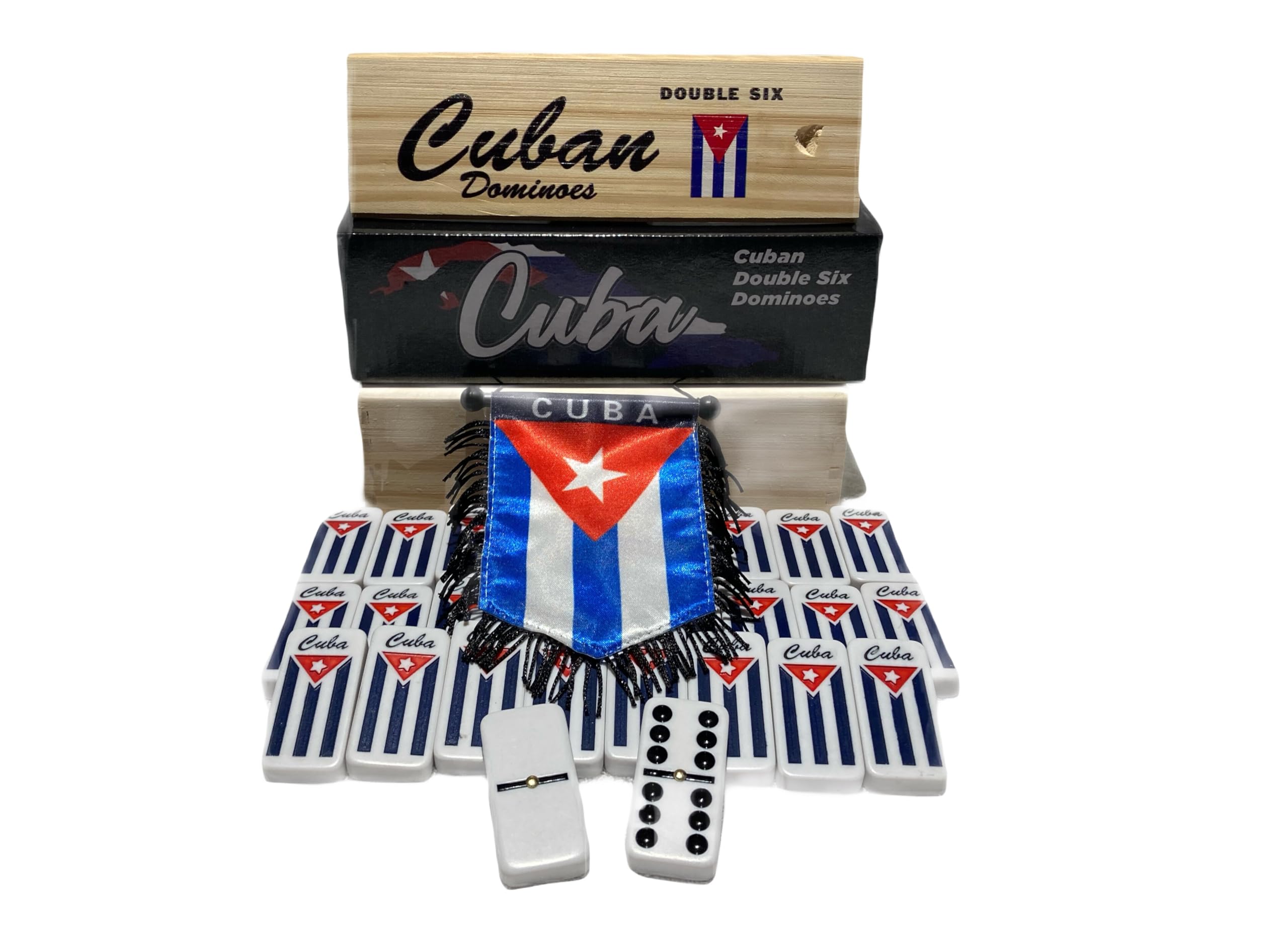 Set domino cubano – doppio sei domino in stile cubano – 28 piastrelle classiche con custodia – Set domino tradizionale cubano per famiglia, viaggi e giochi in giardino