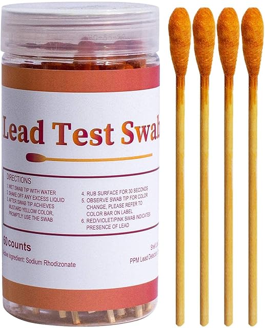 Lead Paint Kit with 60pcs Test Swabs, High-Sensitive Instant Lead Test Kit, Lead Testing Strips for Dishes, Plaster, Ceramics, Metal, Painted Wood, Rapid Test Results in 30 Seconds
