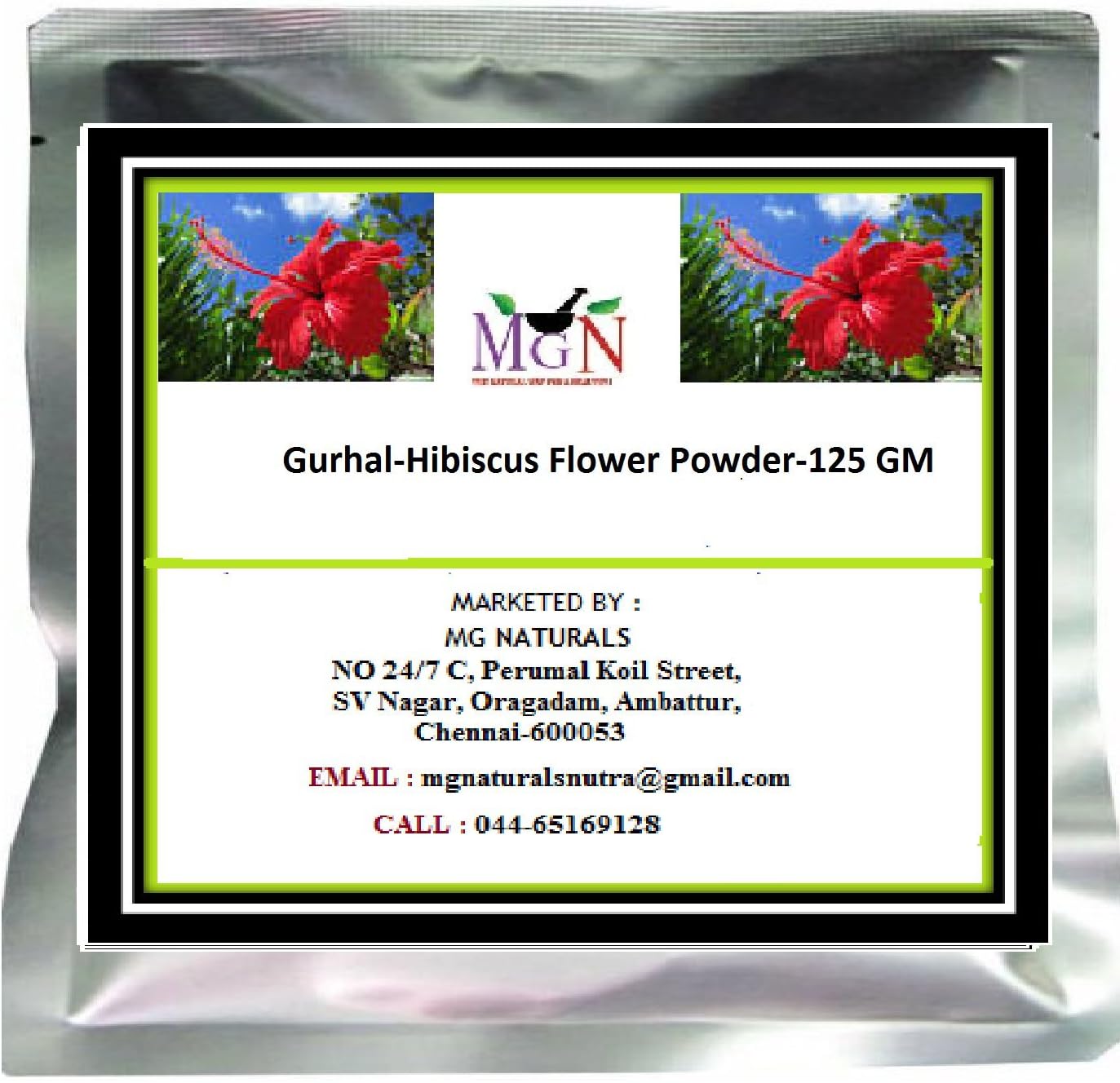 MG Naturals Gurhal-Hibiscus Flower Powder-125 GM