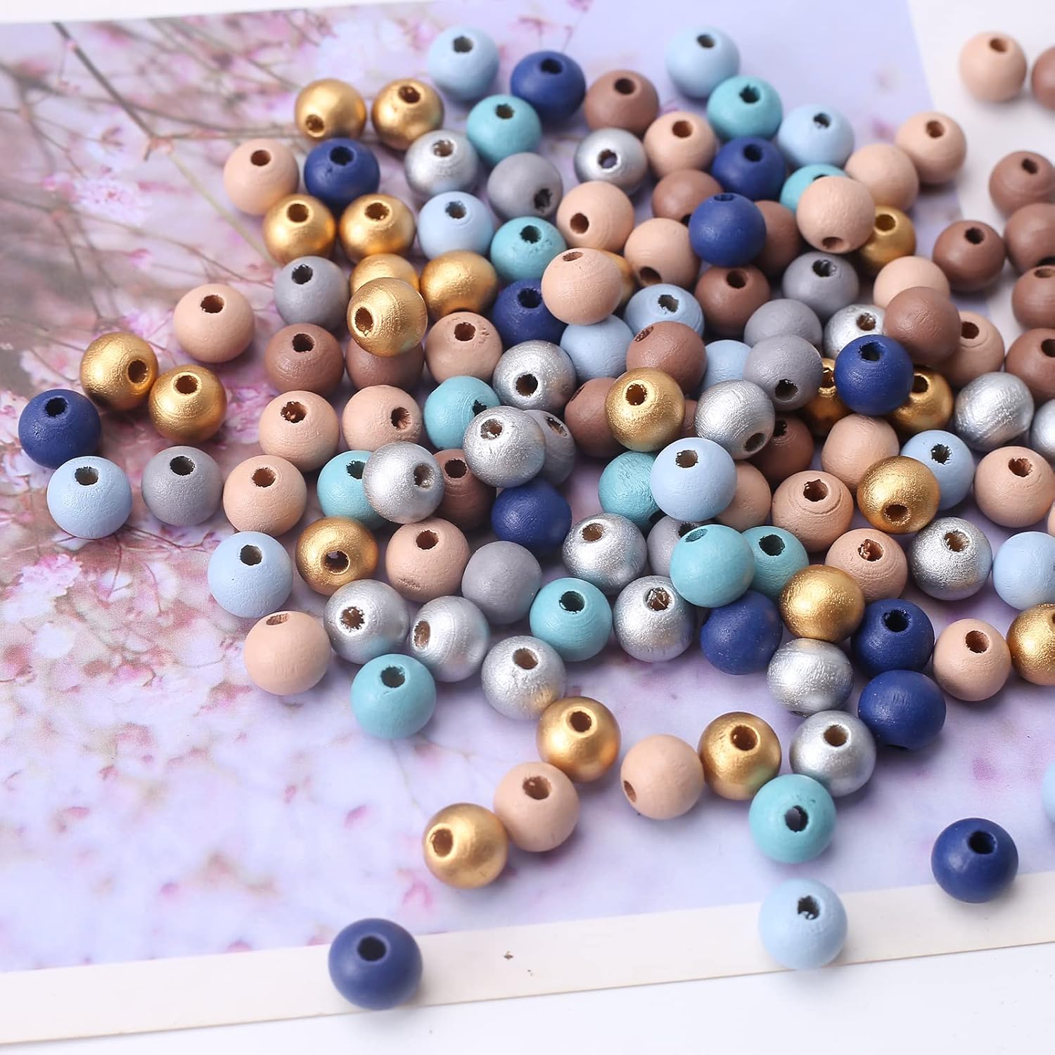 DAHI 500PCS Colorful Wooden Beads 10mm Wood Bead Round Blue Assorted Color Natural Wooden Beads for DIY Jewelry Making (Color -10mm) - Image 3