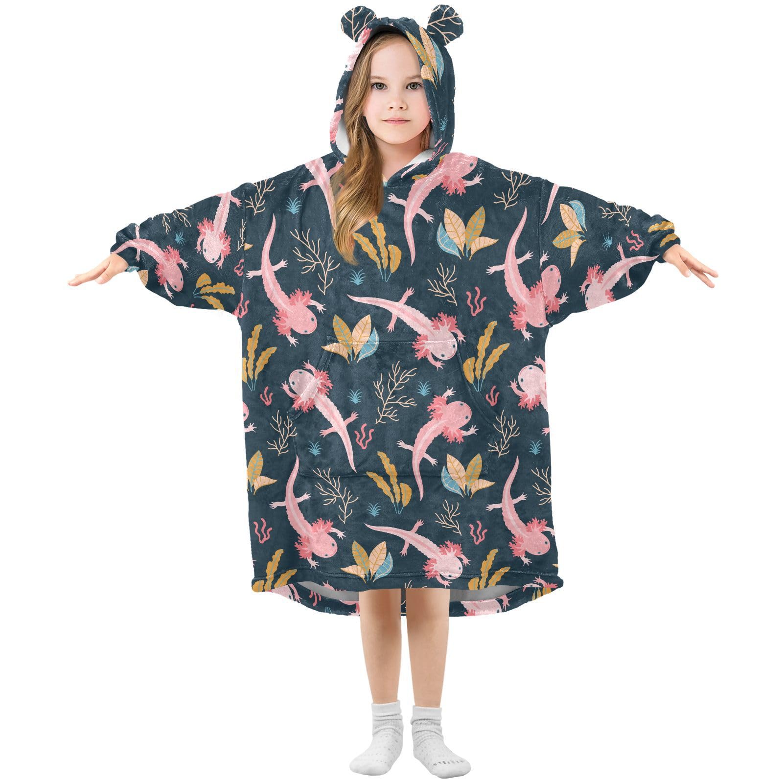 JHKKU Wearable Blankets for Kids, Super Soft Warm Cozy Oversized Blanket Hoodie, Gifts 3-14 Y Boys Girls Teens with Pocket