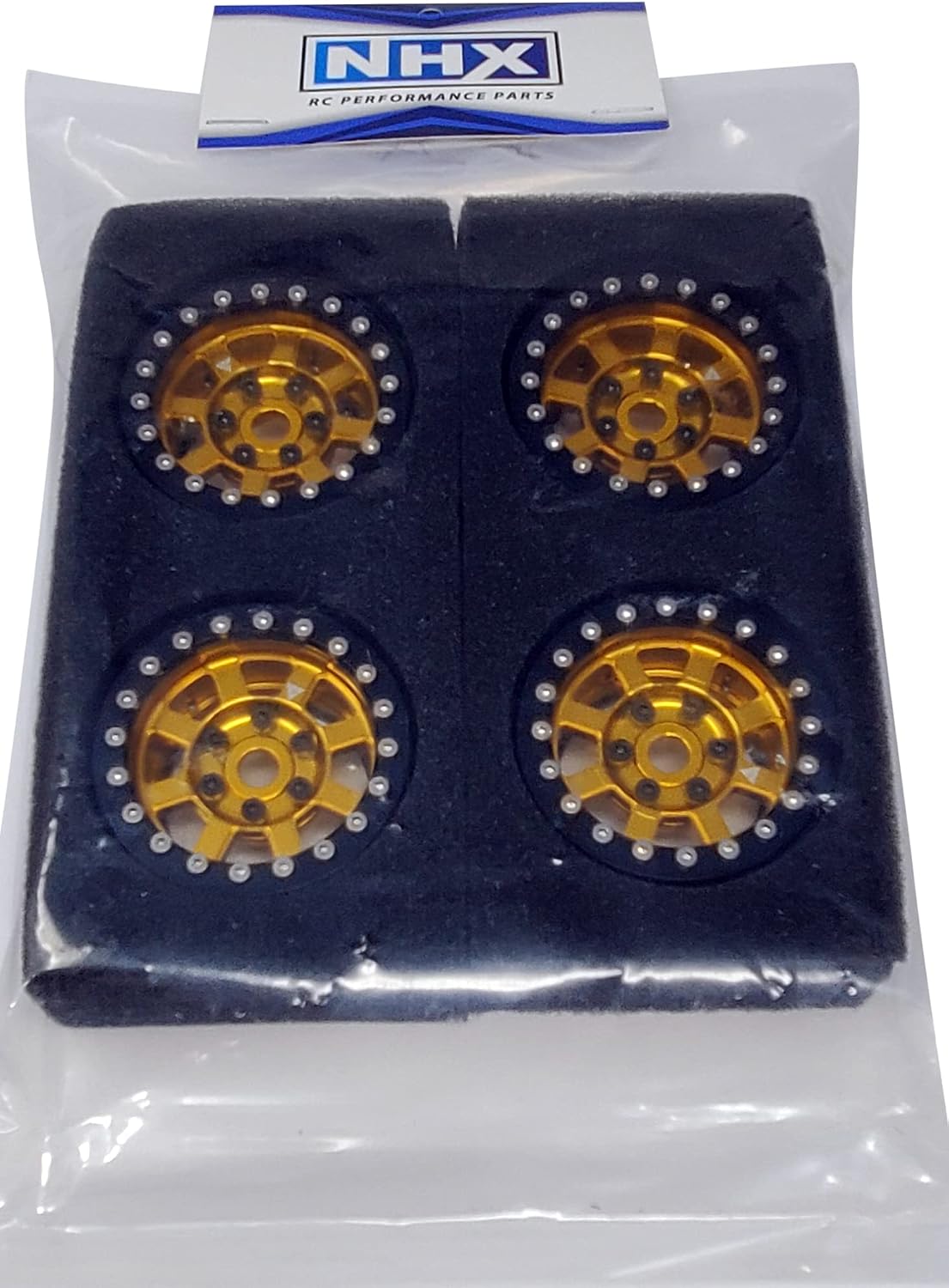 NHX RC 1.9" Aluminum Beadlock Crawler Wheels Rims - Ink Gold 4pcs/Set