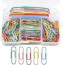 Colorful Vinyl Coated Paper Clips 250 Pieces Large Medium and Small 3 Sizes School Office Supplies (28mm 50mm 100mm)