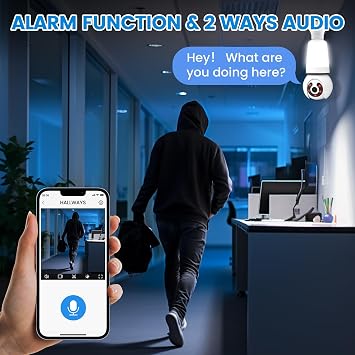 Security Camera, Outdoor Wireless Camera 2.4G Hz Camera for Home Security, 355 Degree Panoramic, Motion Detection and Alarm, 24/7 Recording