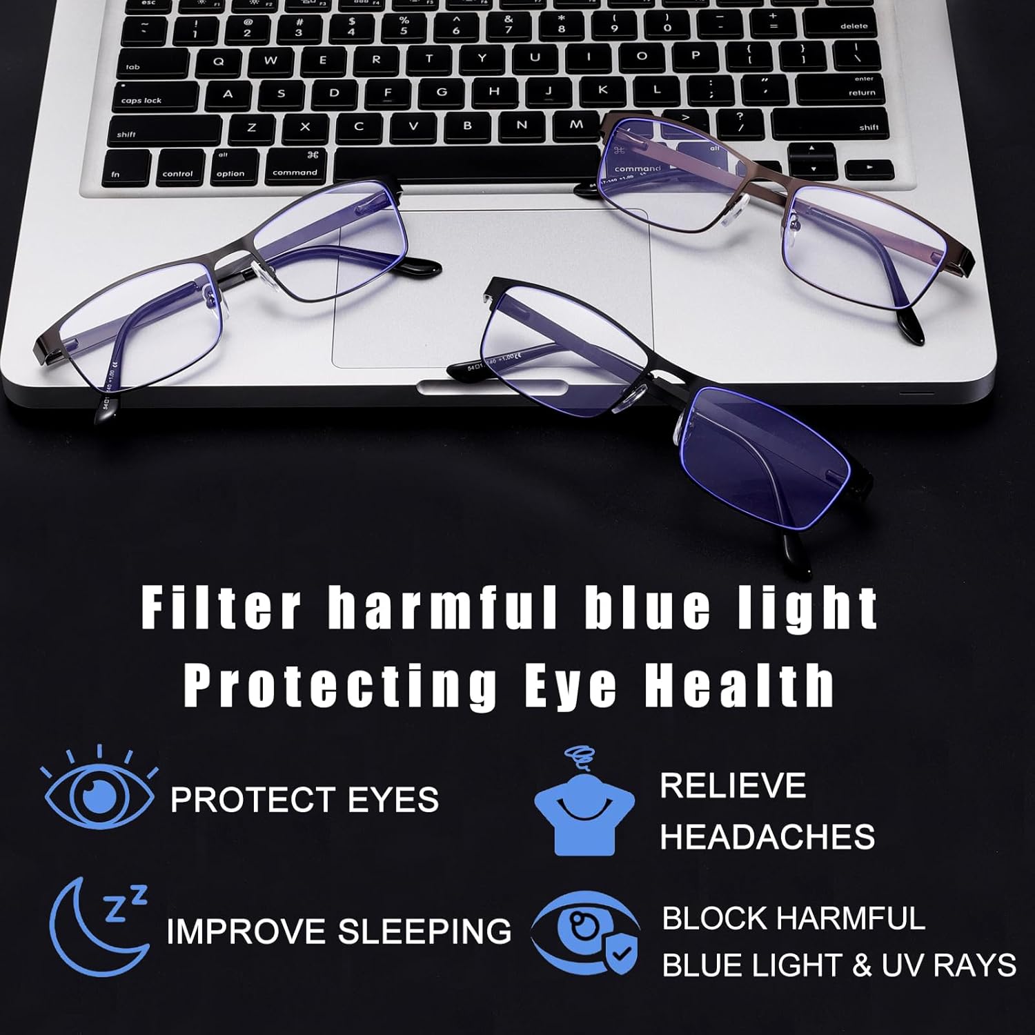 Hubeye Ultra Thin Folding Reading Glasses for Men 2 Pack Blue Light Blocking Compact Computer Foldable Readers With Case - Image 3